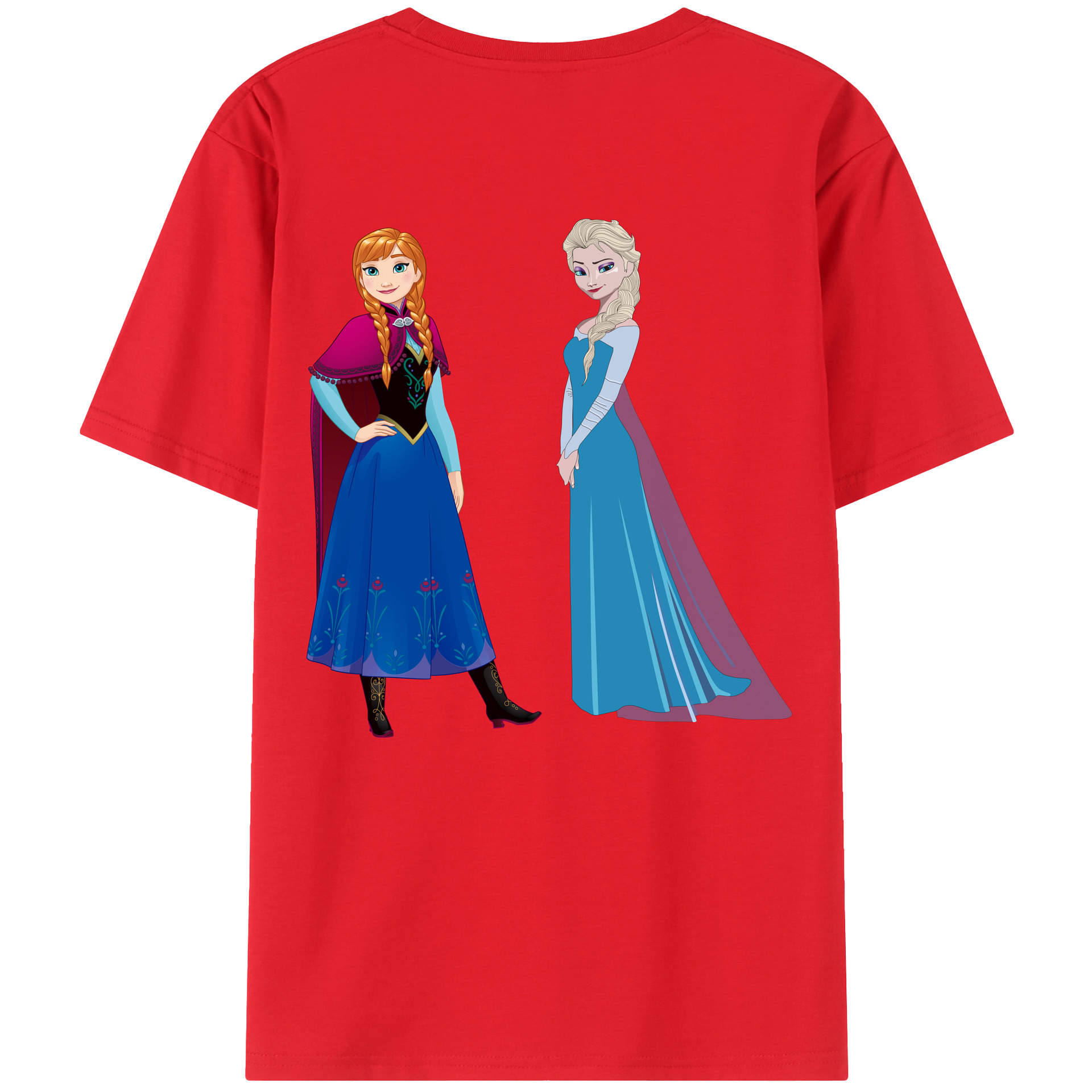 （画像用） アナと雪の女王 アンナ エルサ Frozen Anna Elsa 綿100％半袖Tシャツ（背面プリント）