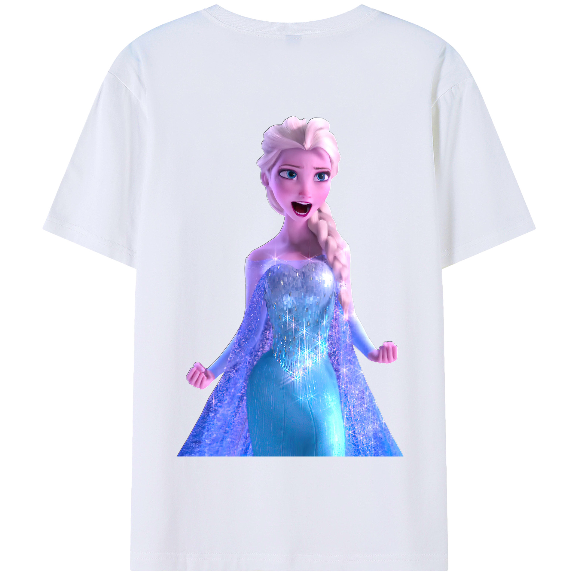 （画像用） アナと雪の女王 アンナ エルサ Frozen Anna Elsa 綿100％半袖Tシャツ（背面プリント）