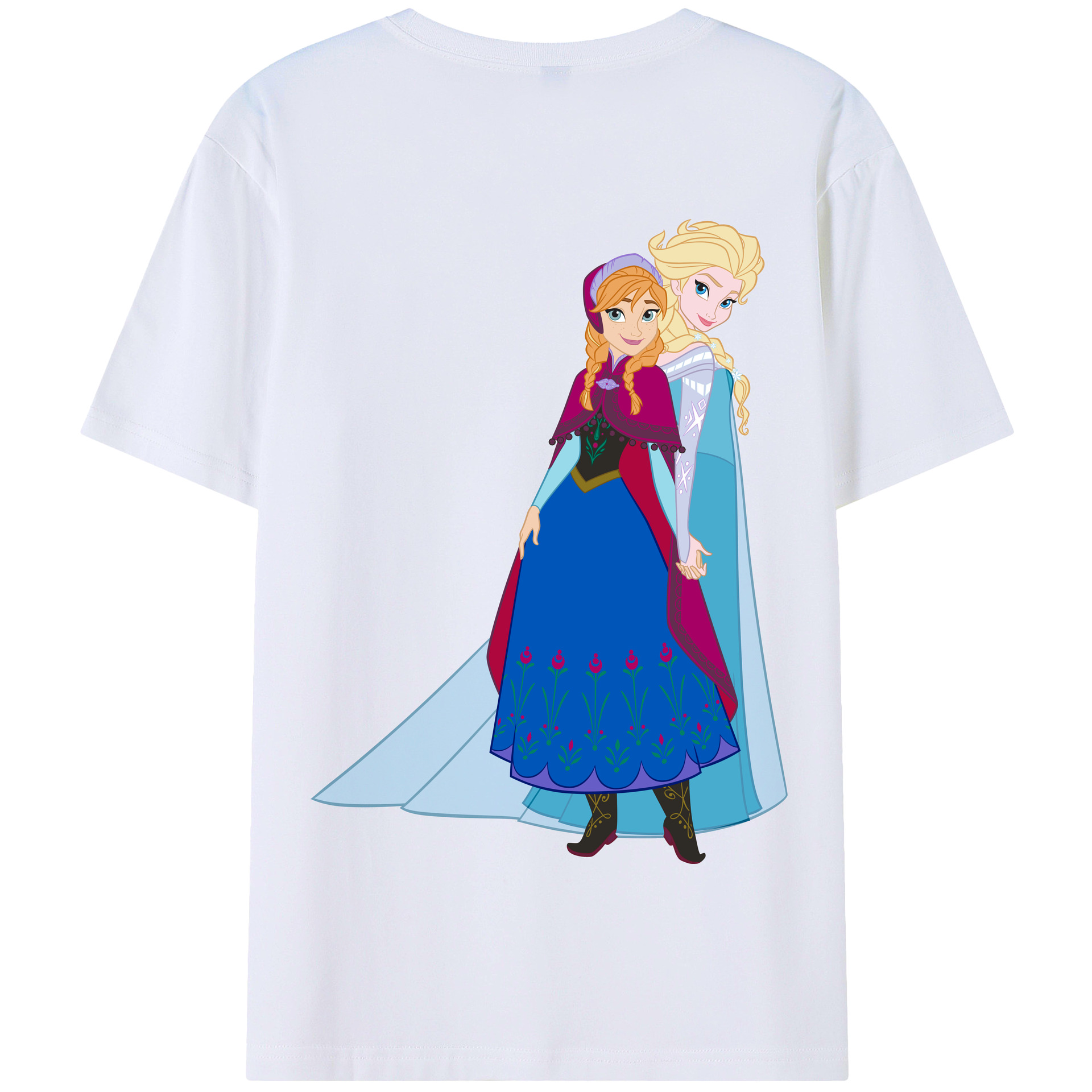 （画像用） アナと雪の女王 アンナ エルサ Frozen Anna Elsa 綿100％半袖Tシャツ（背面プリント）