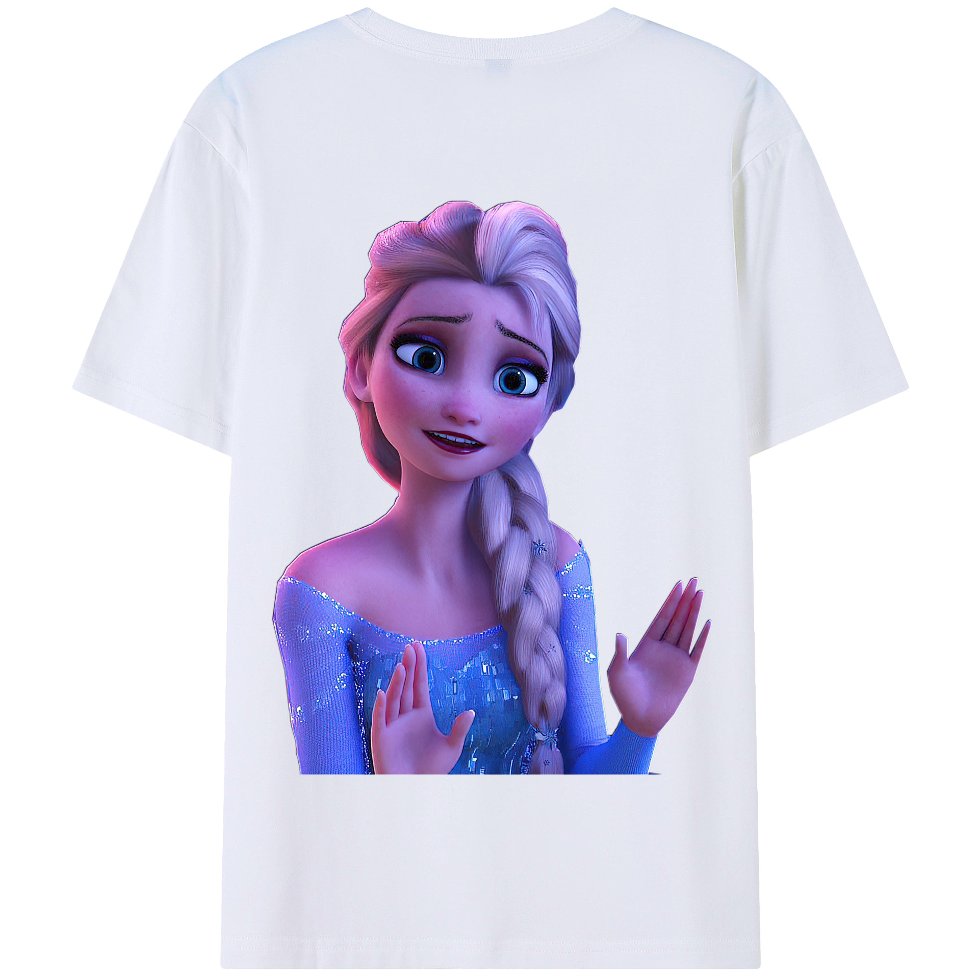（画像用） アナと雪の女王 アンナ エルサ Frozen Anna Elsa 綿100％半袖Tシャツ（背面プリント）