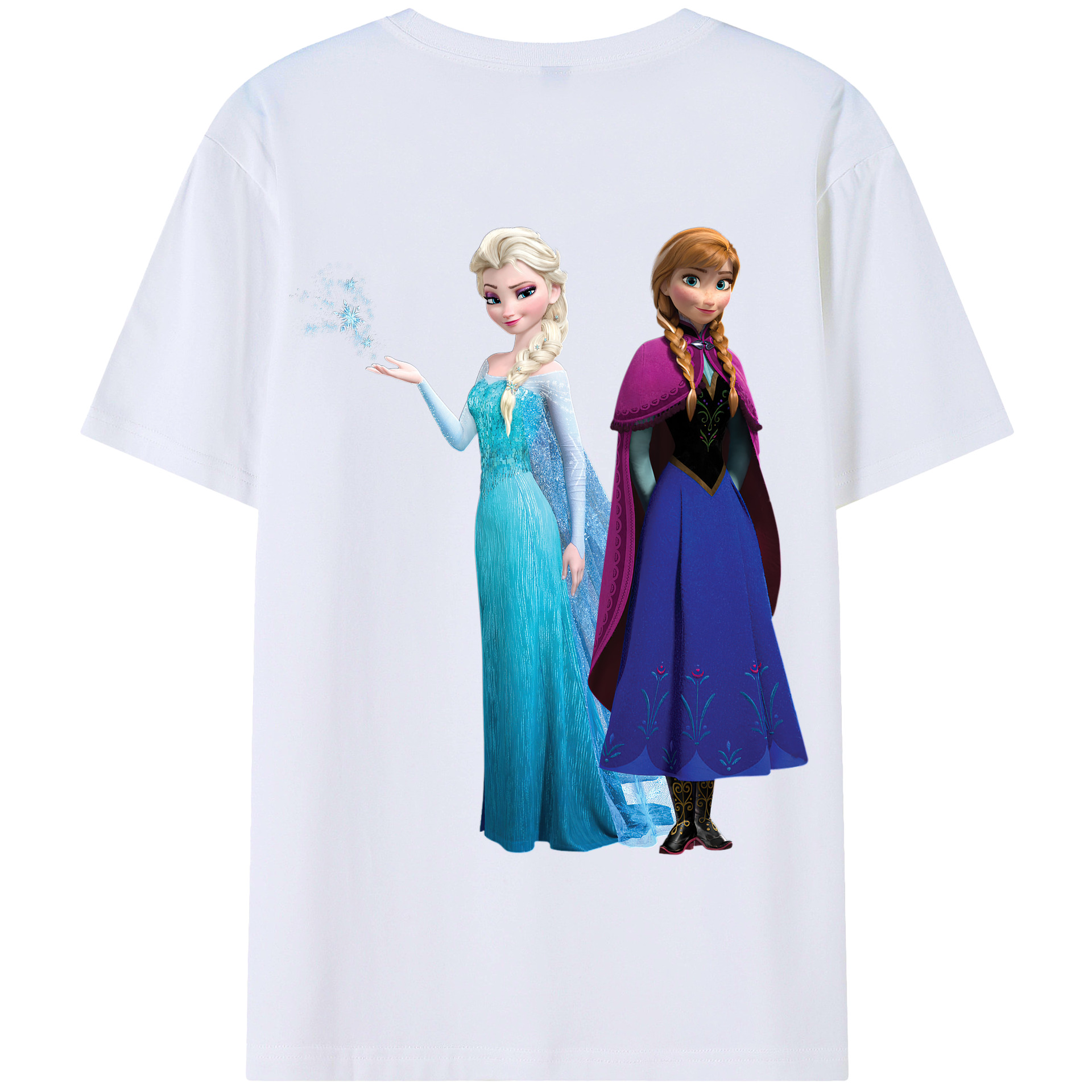 （画像用） アナと雪の女王 アンナ エルサ Frozen Anna Elsa 綿100％半袖Tシャツ（背面プリント）