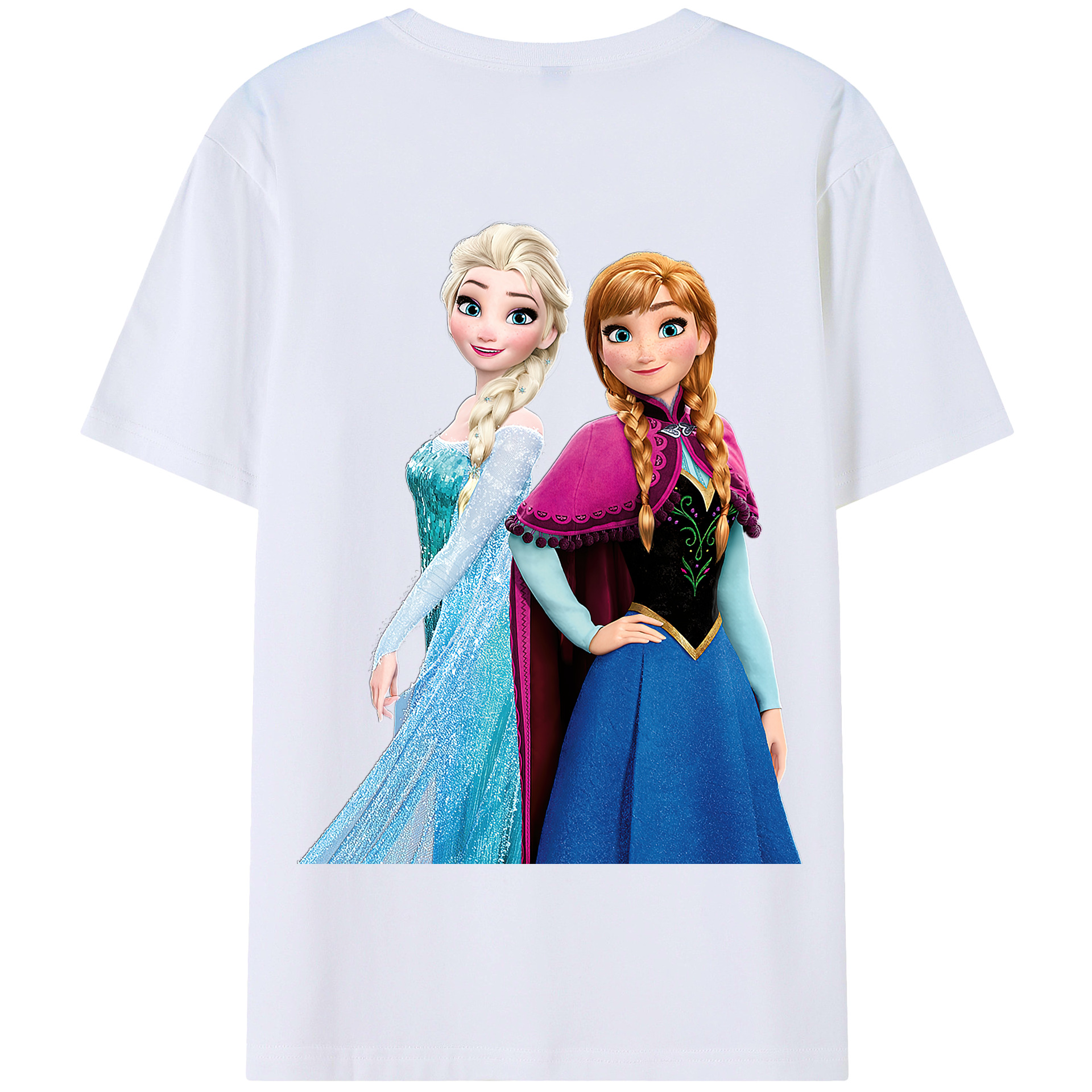 （画像用） アナと雪の女王 アンナ エルサ Frozen Anna Elsa 綿100％半袖Tシャツ（背面プリント）