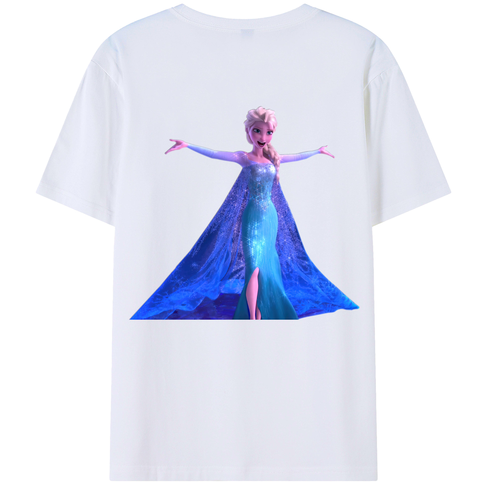 （画像用） アナと雪の女王 アンナ エルサ Frozen Anna Elsa 綿100％半袖Tシャツ（背面プリント）