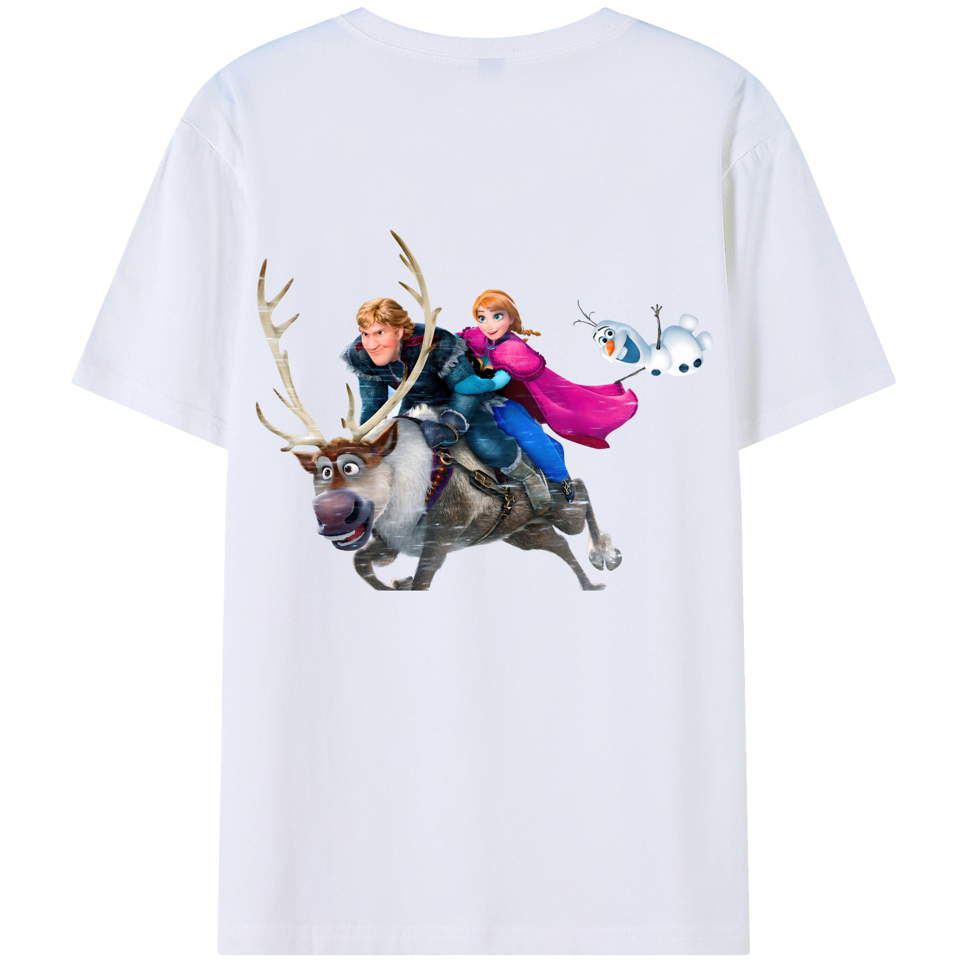 （画像用） アナと雪の女王 アンナ エルサ Frozen Anna Elsa 綿100％半袖Tシャツ（背面プリント）