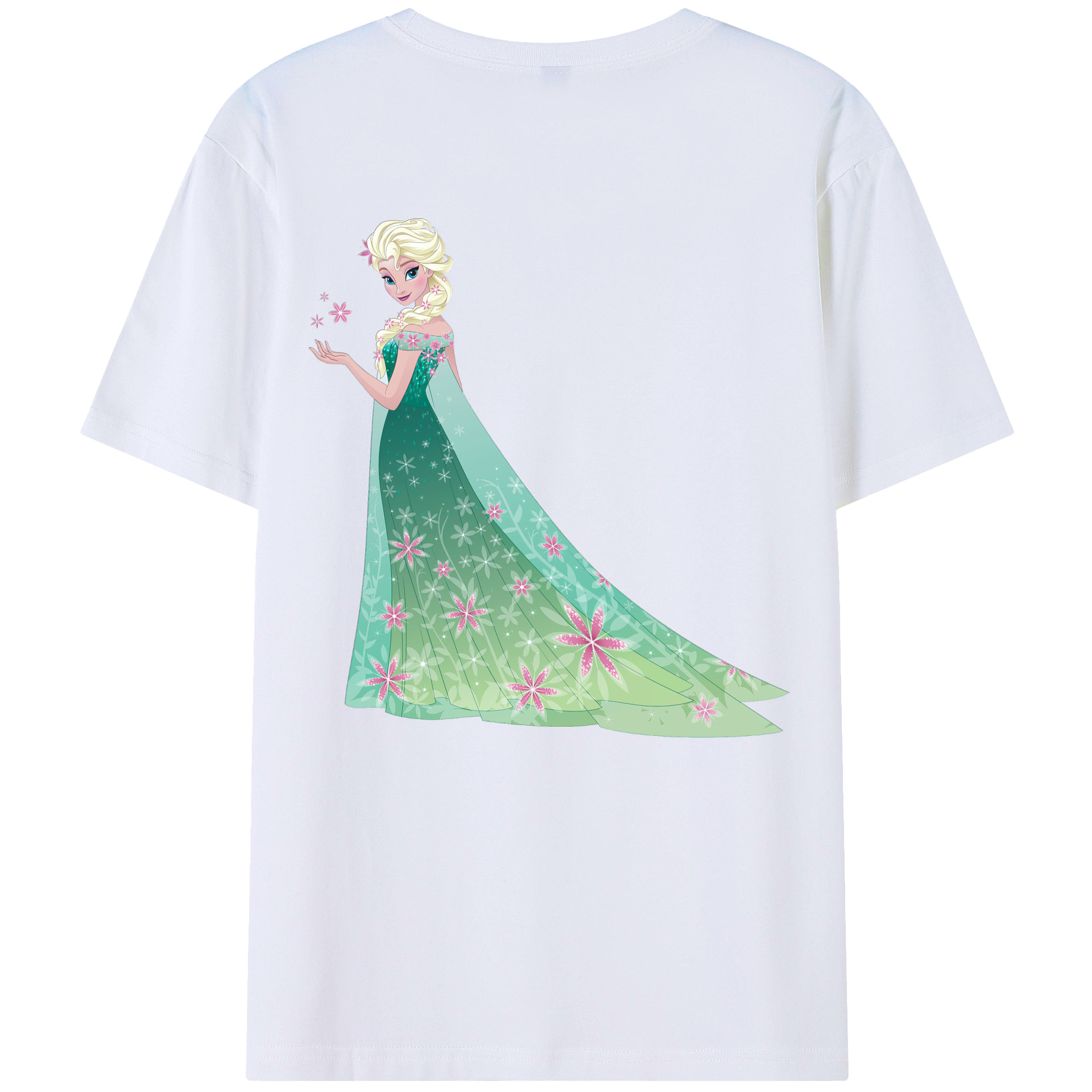 （画像用） アナと雪の女王 アンナ エルサ Frozen Anna Elsa 綿100％半袖Tシャツ（背面プリント）