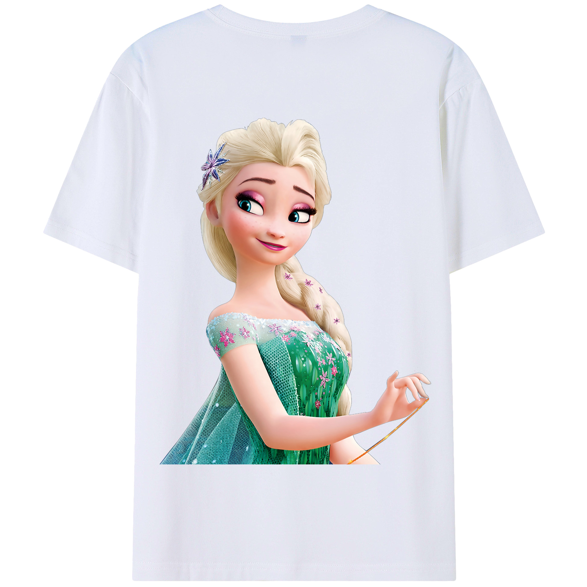 （画像用） アナと雪の女王 アンナ エルサ Frozen Anna Elsa 綿100％半袖Tシャツ（背面プリント）