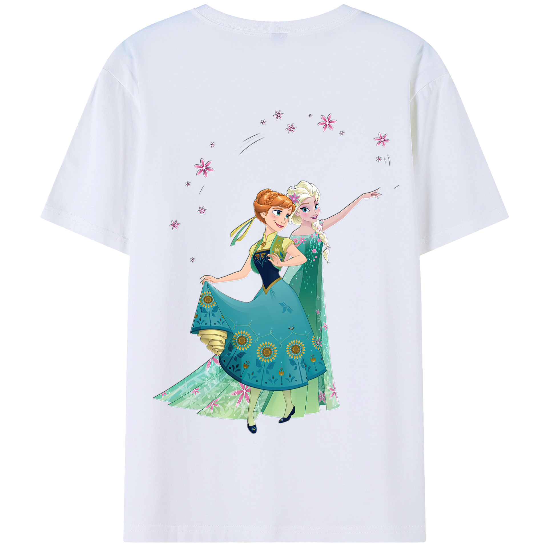 （画像用） アナと雪の女王 アンナ エルサ Frozen Anna Elsa 綿100％半袖Tシャツ（背面プリント）