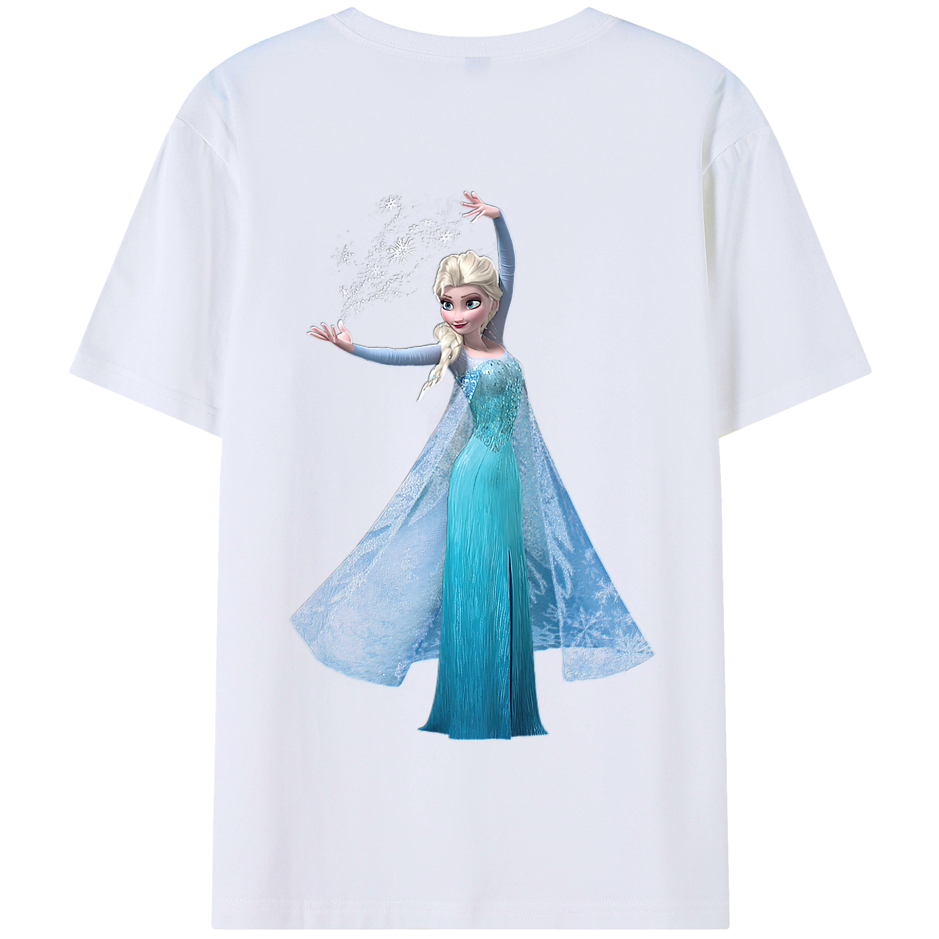 （画像用） アナと雪の女王 アンナ エルサ Frozen Anna Elsa 綿100％半袖Tシャツ（背面プリント）