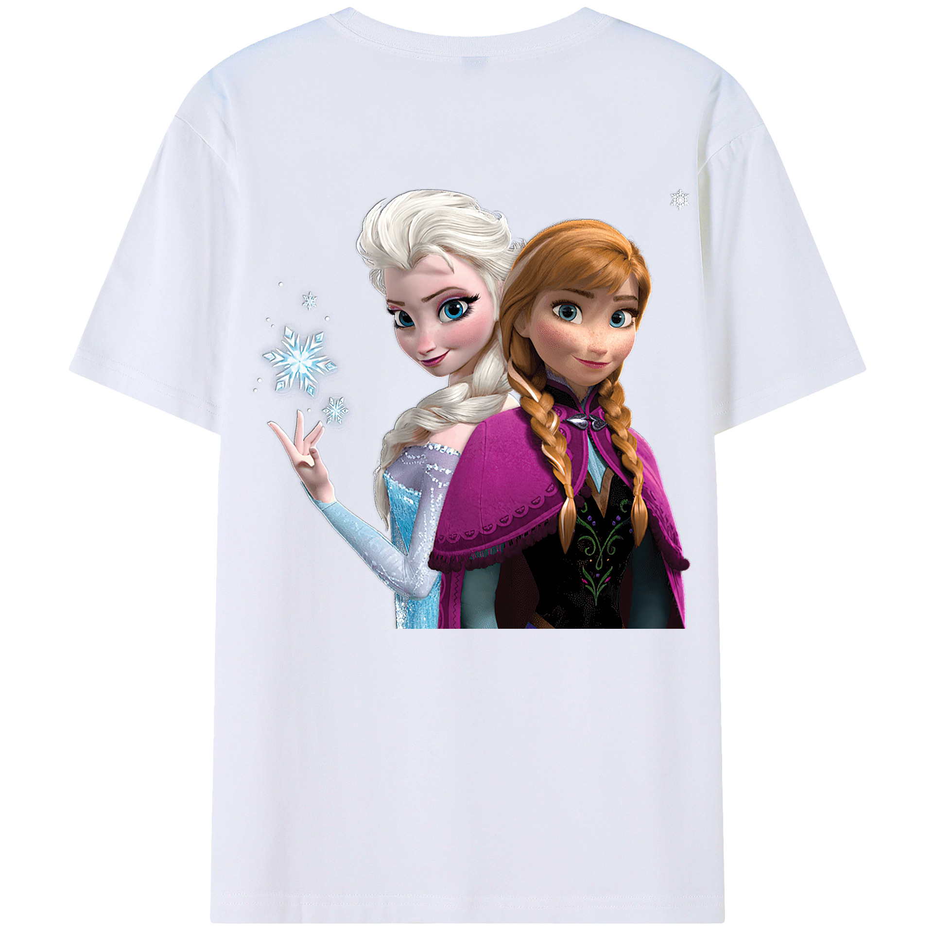 （画像用） アナと雪の女王 アンナ エルサ Frozen Anna Elsa 綿100％半袖Tシャツ（背面プリント）