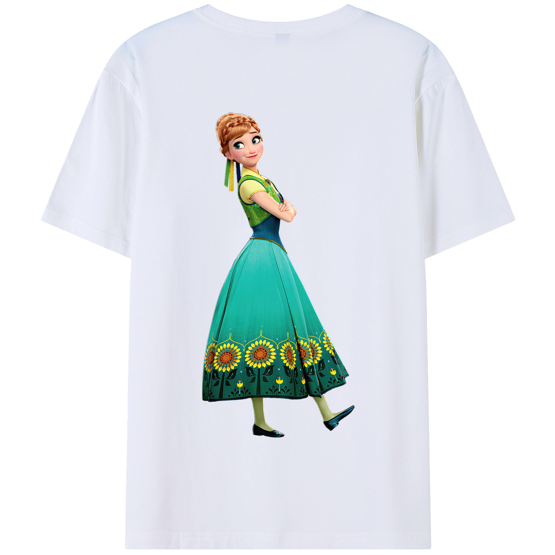 （画像用） アナと雪の女王 アンナ エルサ Frozen Anna Elsa 綿100％半袖Tシャツ（背面プリント）