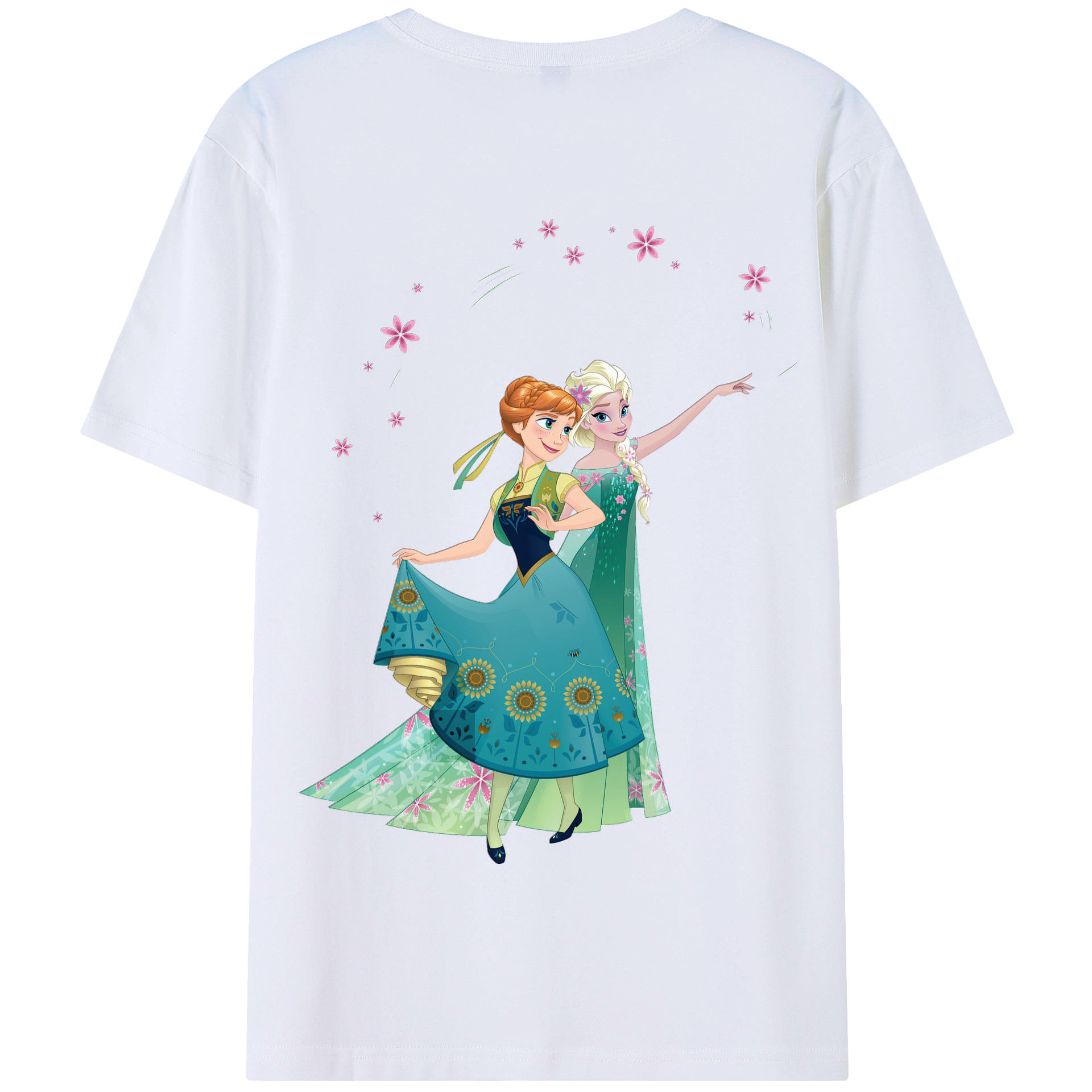 （画像用） アナと雪の女王 アンナ エルサ Frozen Anna Elsa 綿100％半袖Tシャツ（背面プリント）