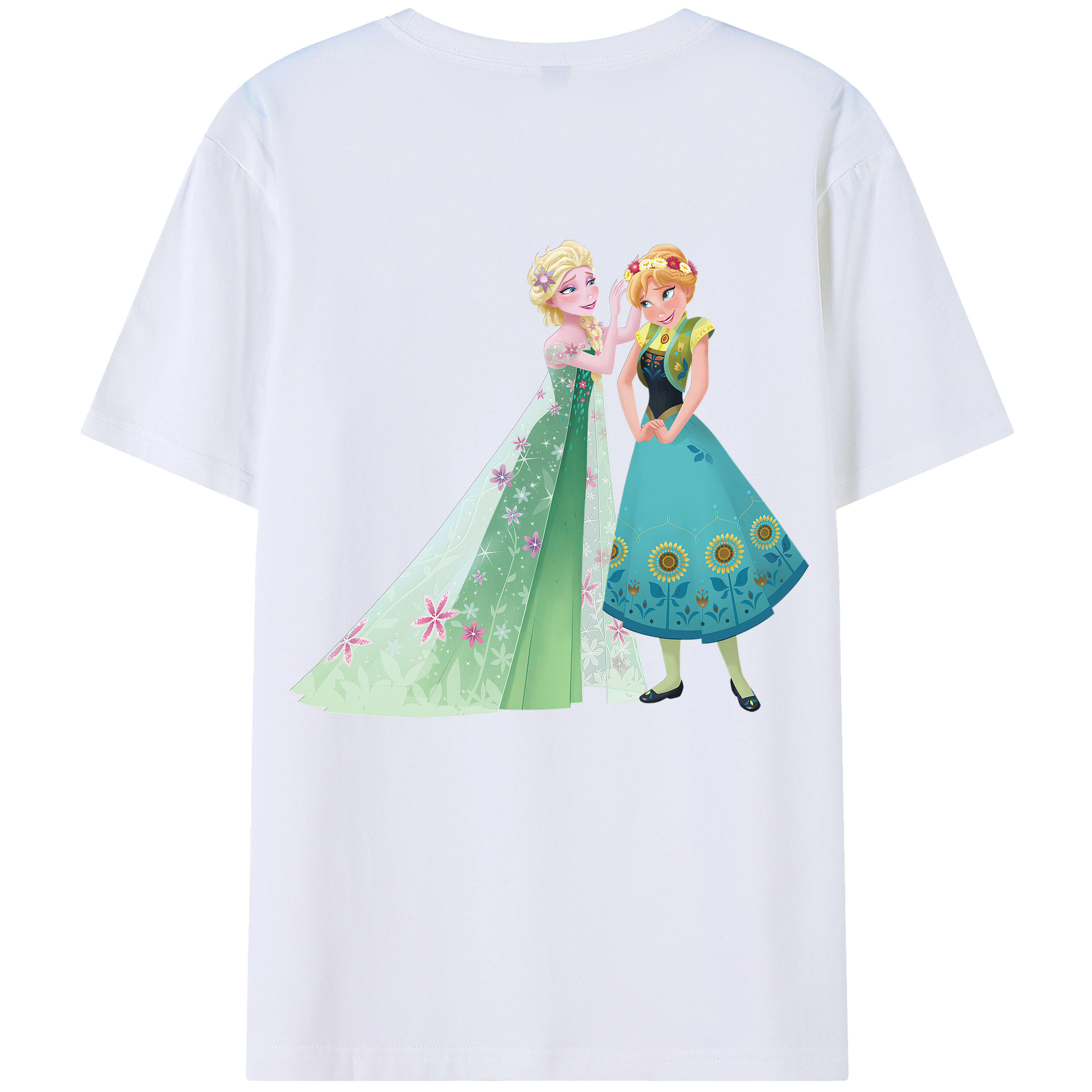 （画像用） アナと雪の女王 アンナ エルサ Frozen Anna Elsa 綿100％半袖Tシャツ（背面プリント）