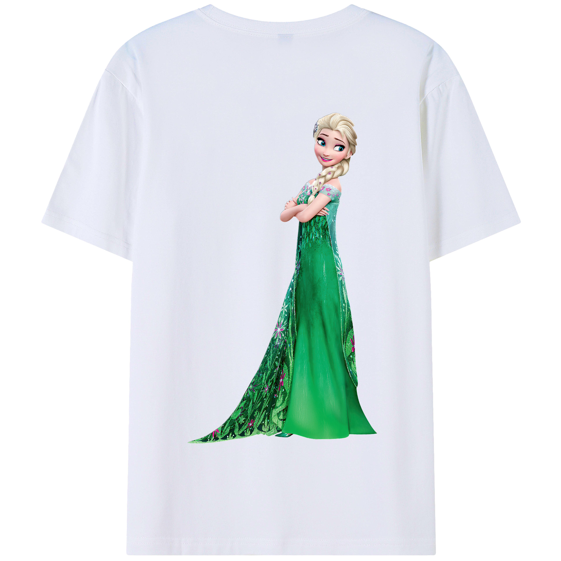 （画像用） アナと雪の女王 アンナ エルサ Frozen Anna Elsa 綿100％半袖Tシャツ（背面プリント）