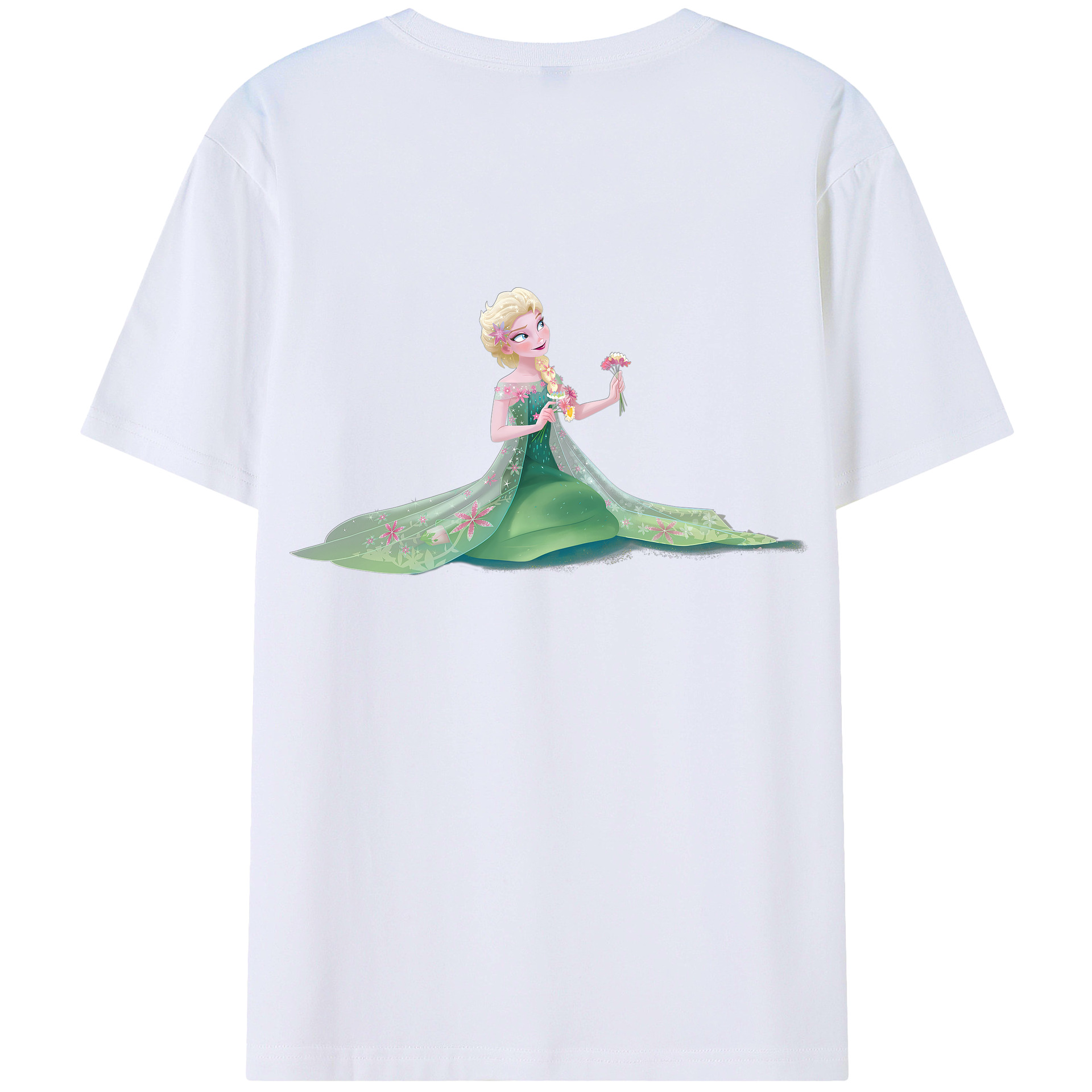 （画像用） アナと雪の女王 アンナ エルサ Frozen Anna Elsa 綿100％半袖Tシャツ（背面プリント）