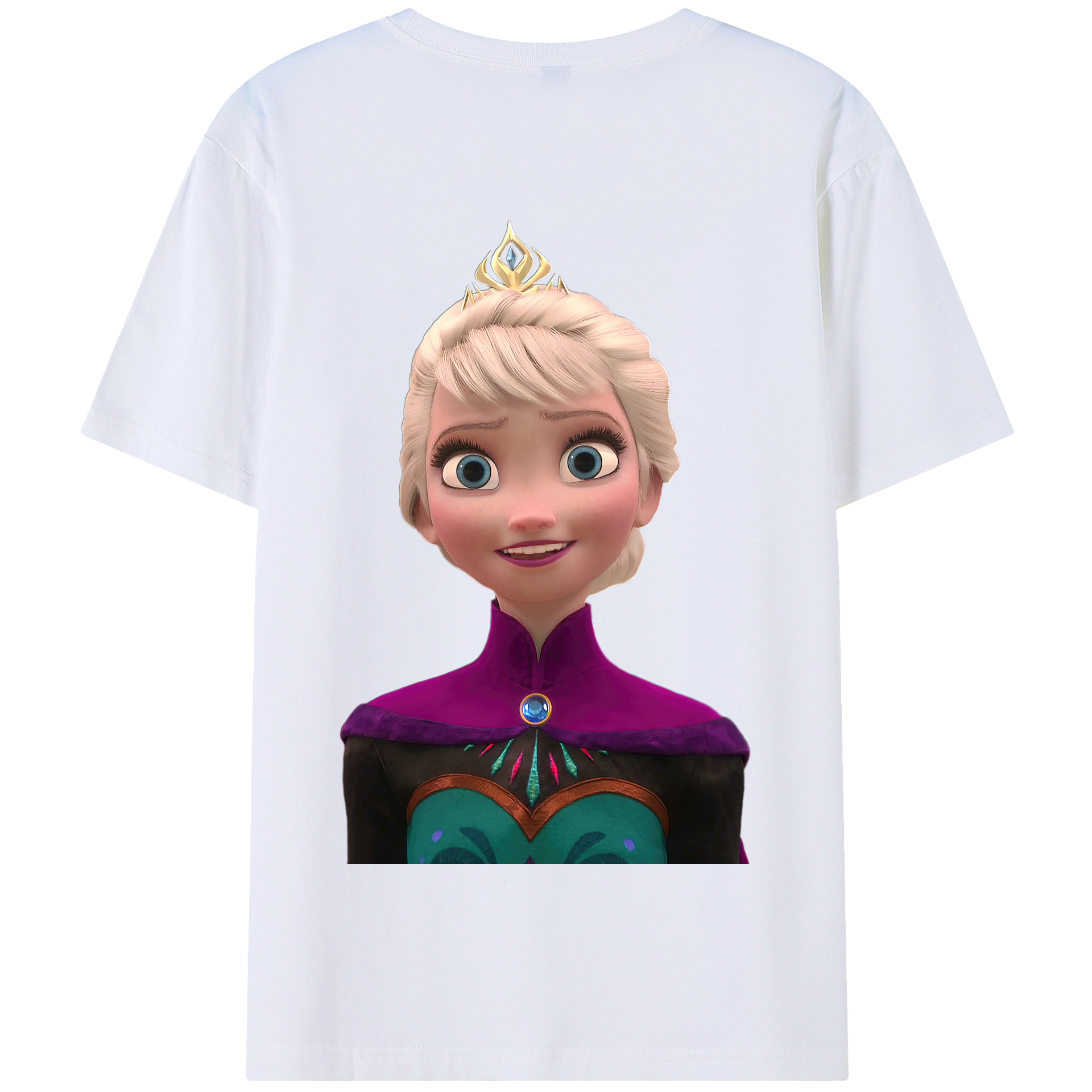 （画像用） アナと雪の女王 アンナ エルサ Frozen Anna Elsa 綿100％半袖Tシャツ（背面プリント）