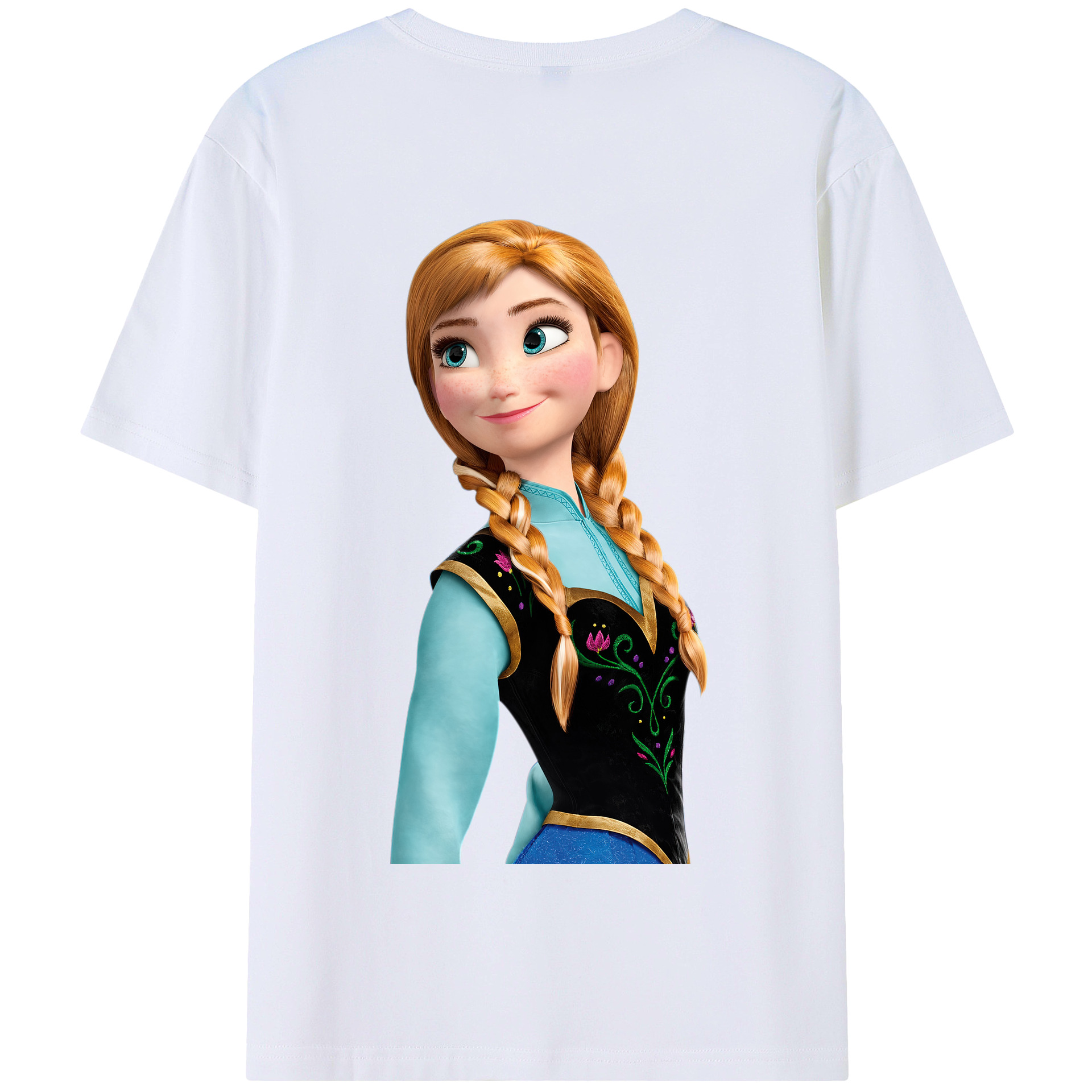 （画像用） アナと雪の女王 アンナ エルサ Frozen Anna Elsa 綿100％半袖Tシャツ（背面プリント）