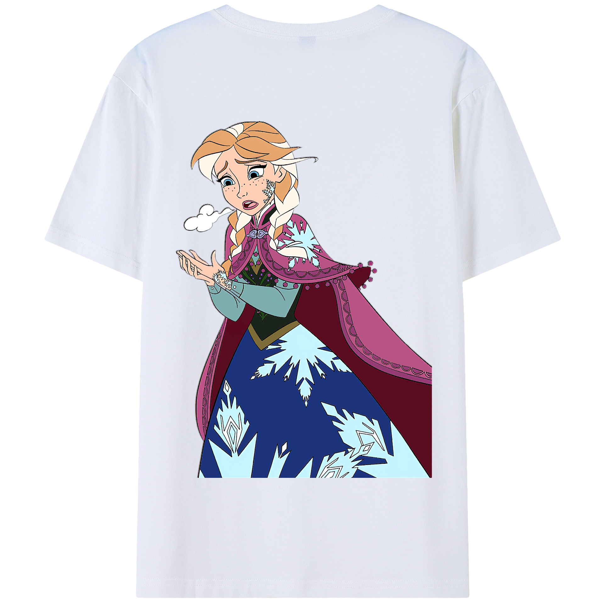 （画像用） アナと雪の女王 アンナ エルサ Frozen Anna Elsa 綿100％半袖Tシャツ（背面プリント）