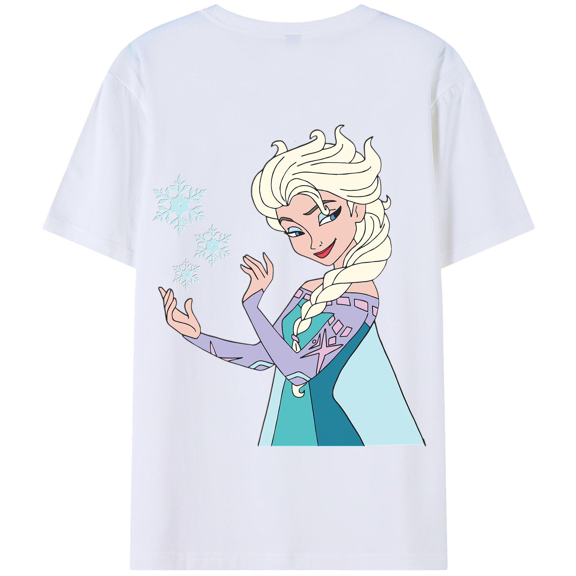 （画像用） アナと雪の女王 アンナ エルサ Frozen Anna Elsa 綿100％半袖Tシャツ（背面プリント）
