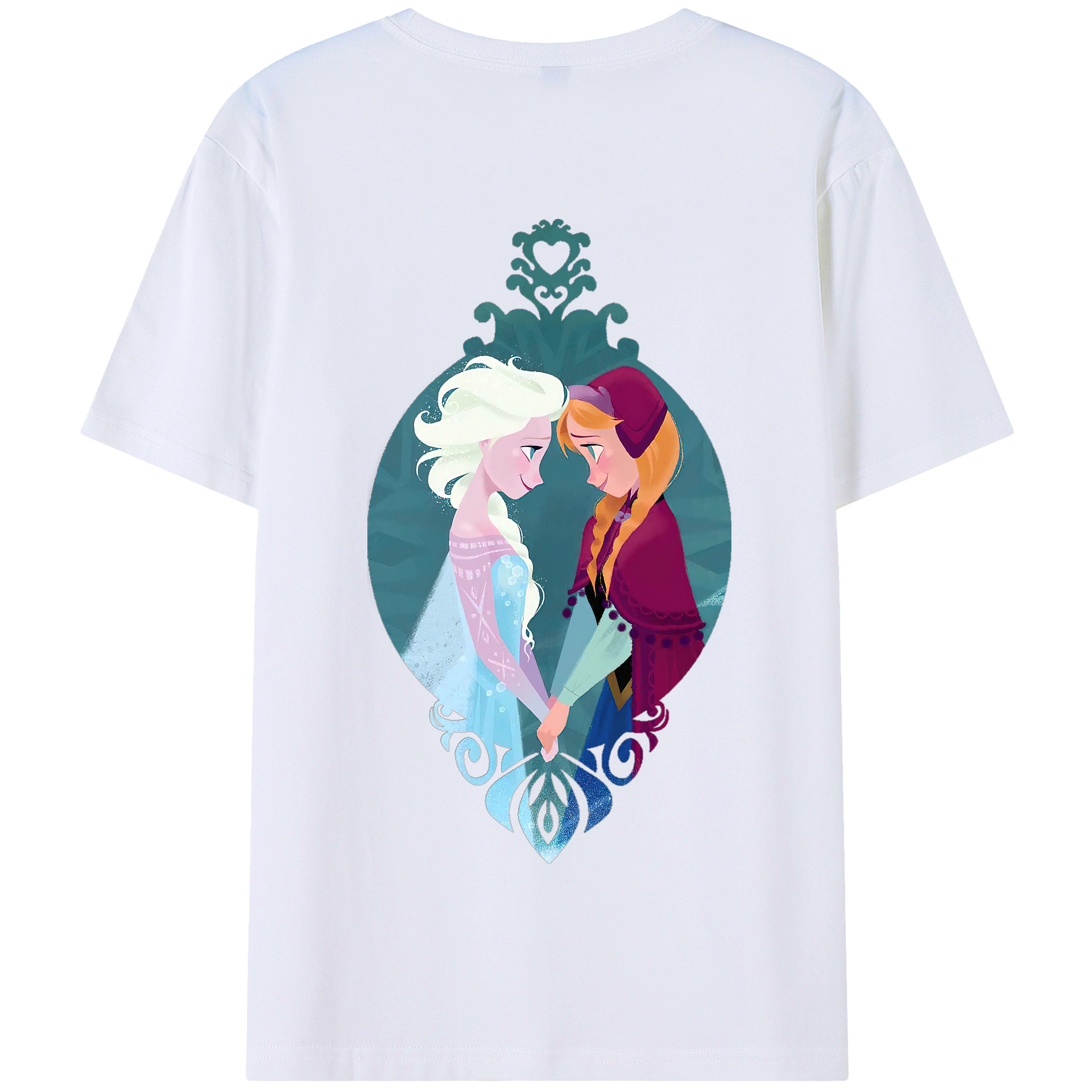 （画像用） アナと雪の女王 アンナ エルサ Frozen Anna Elsa 綿100％半袖Tシャツ（背面プリント）