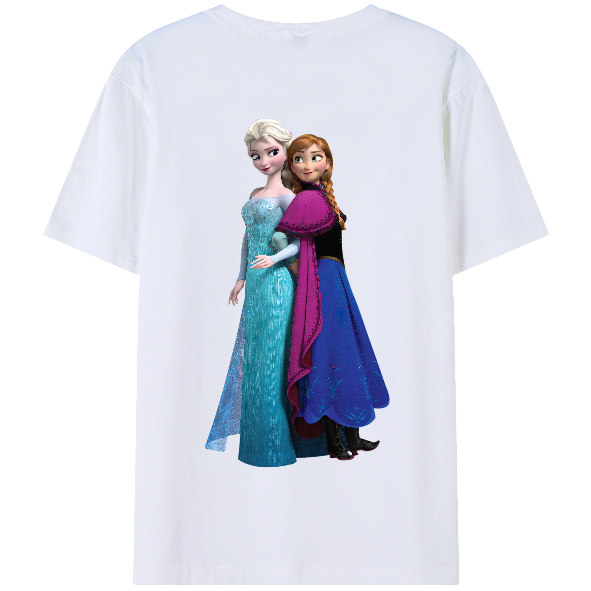 （画像用） アナと雪の女王 アンナ エルサ Frozen Anna Elsa 綿100％半袖Tシャツ（背面プリント）