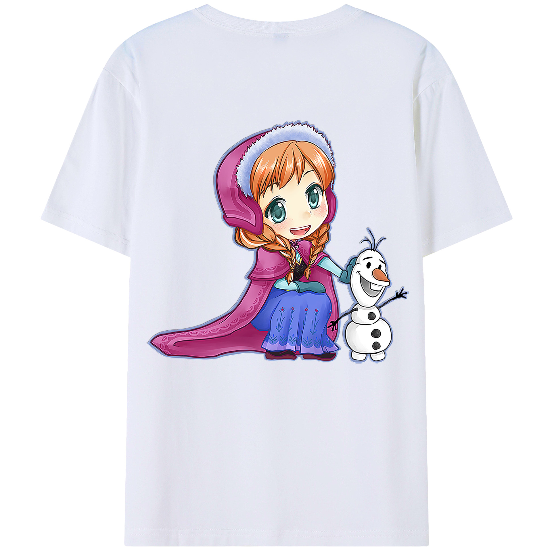 （画像用） アナと雪の女王 アンナ エルサ Frozen Anna Elsa 綿100％半袖Tシャツ（背面プリント）