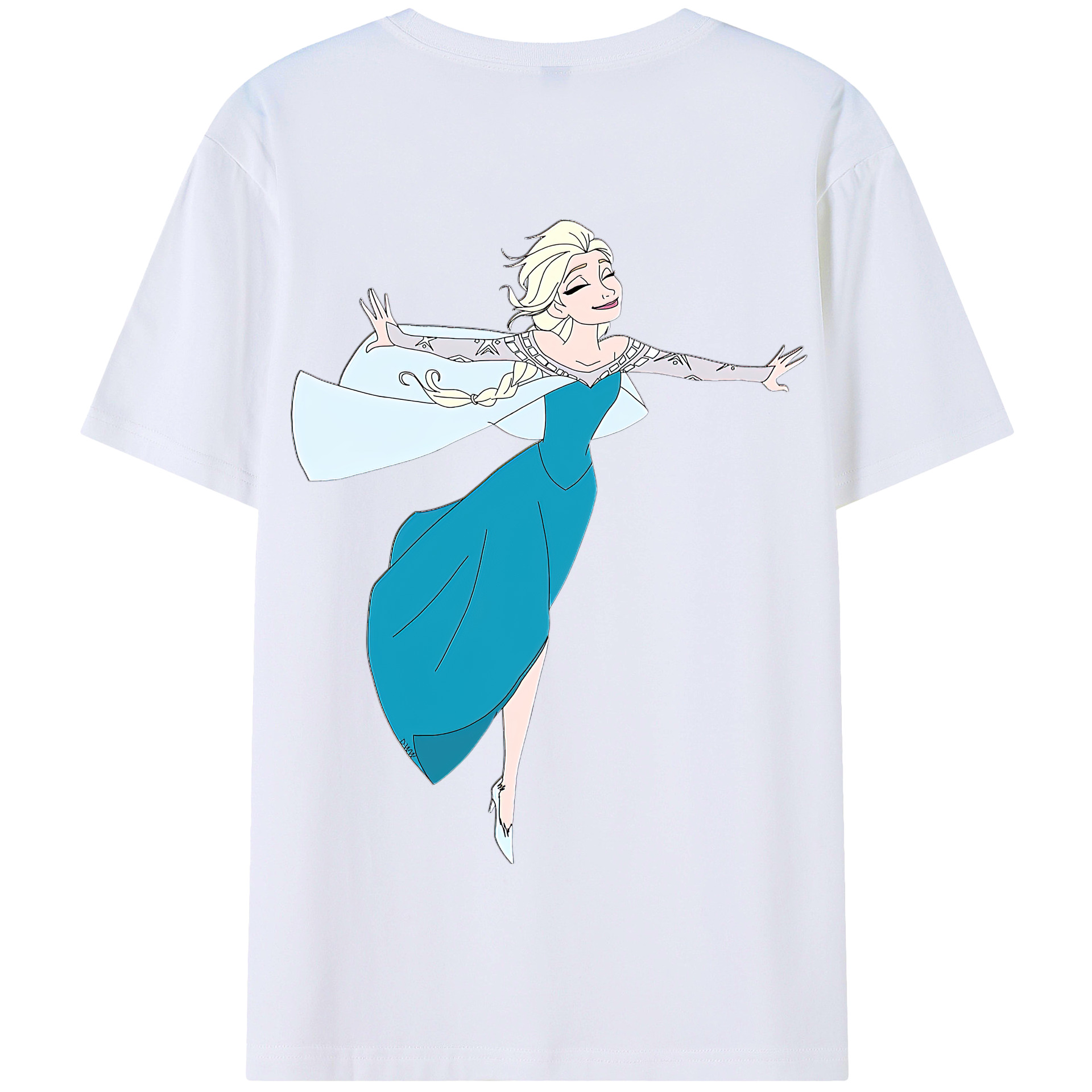 （画像用） アナと雪の女王 アンナ エルサ Frozen Anna Elsa 綿100％半袖Tシャツ（背面プリント）
