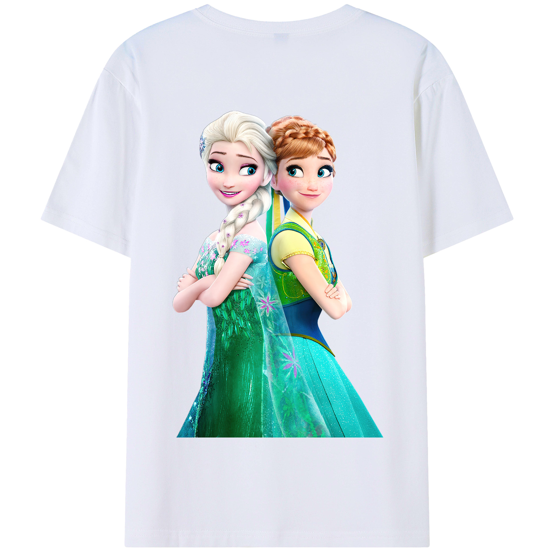 （画像用） アナと雪の女王 アンナ エルサ Frozen Anna Elsa 綿100％半袖Tシャツ（背面プリント）