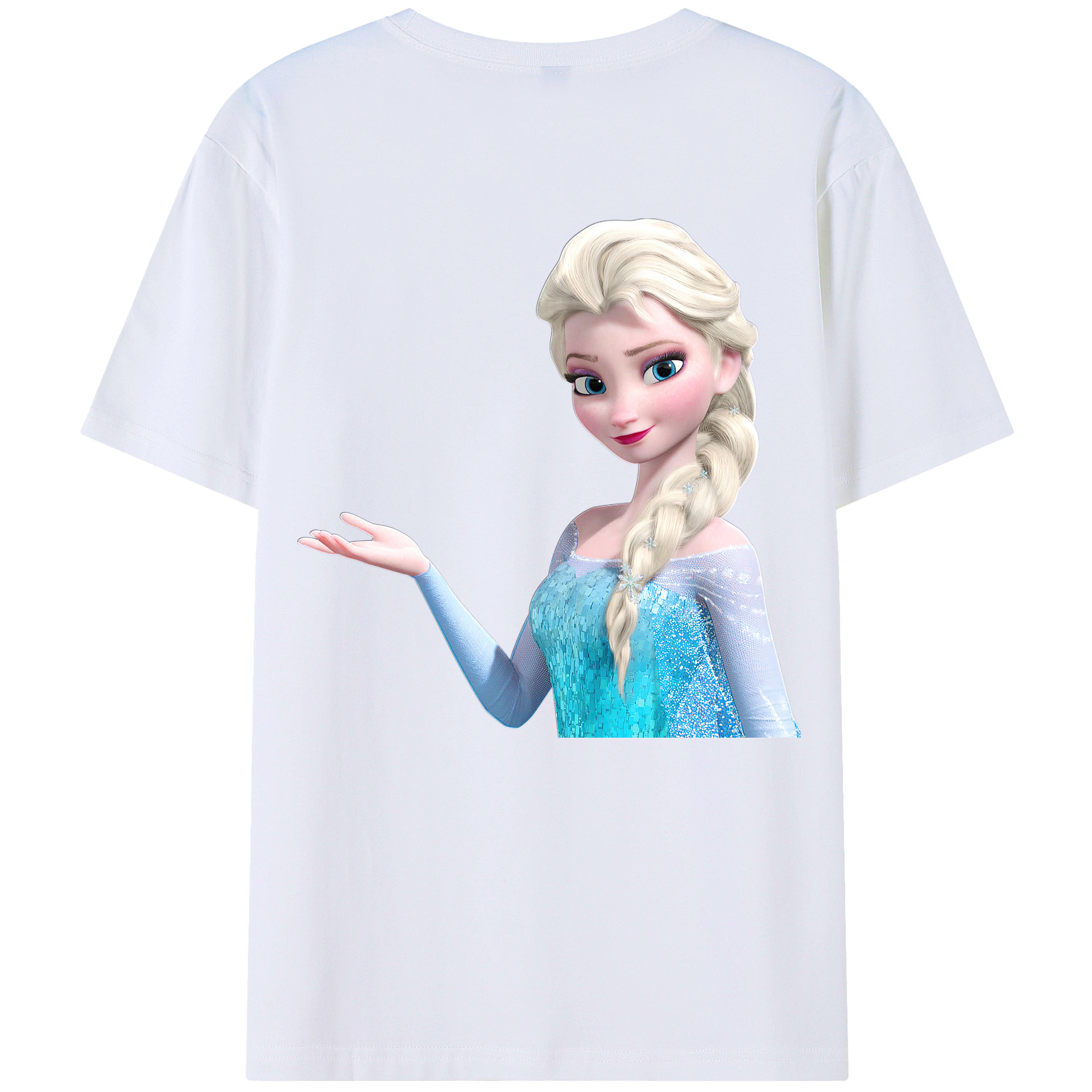 （画像用） アナと雪の女王 アンナ エルサ Frozen Anna Elsa 綿100％半袖Tシャツ（背面プリント）