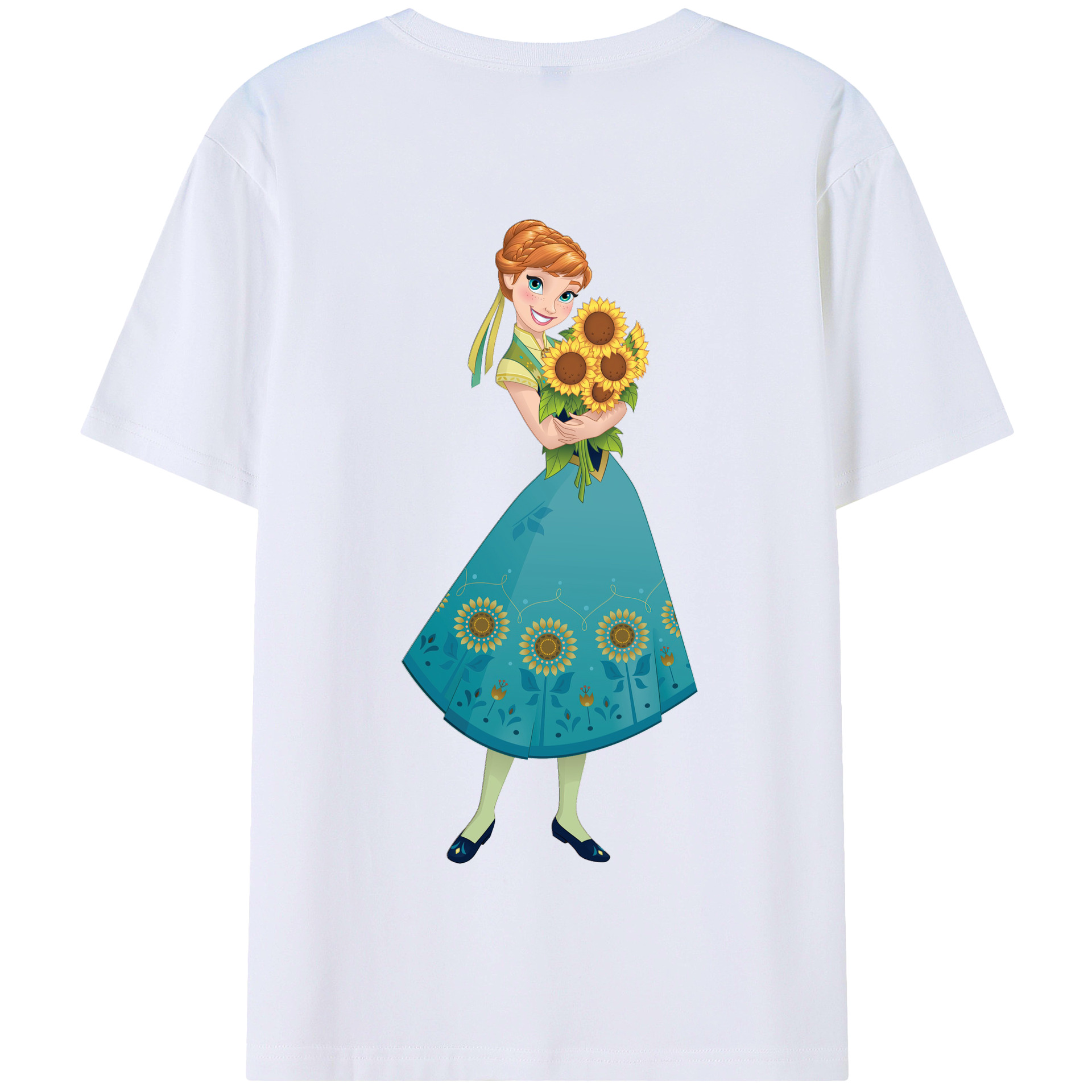 （画像用） アナと雪の女王 アンナ エルサ Frozen Anna Elsa 綿100％半袖Tシャツ（背面プリント）