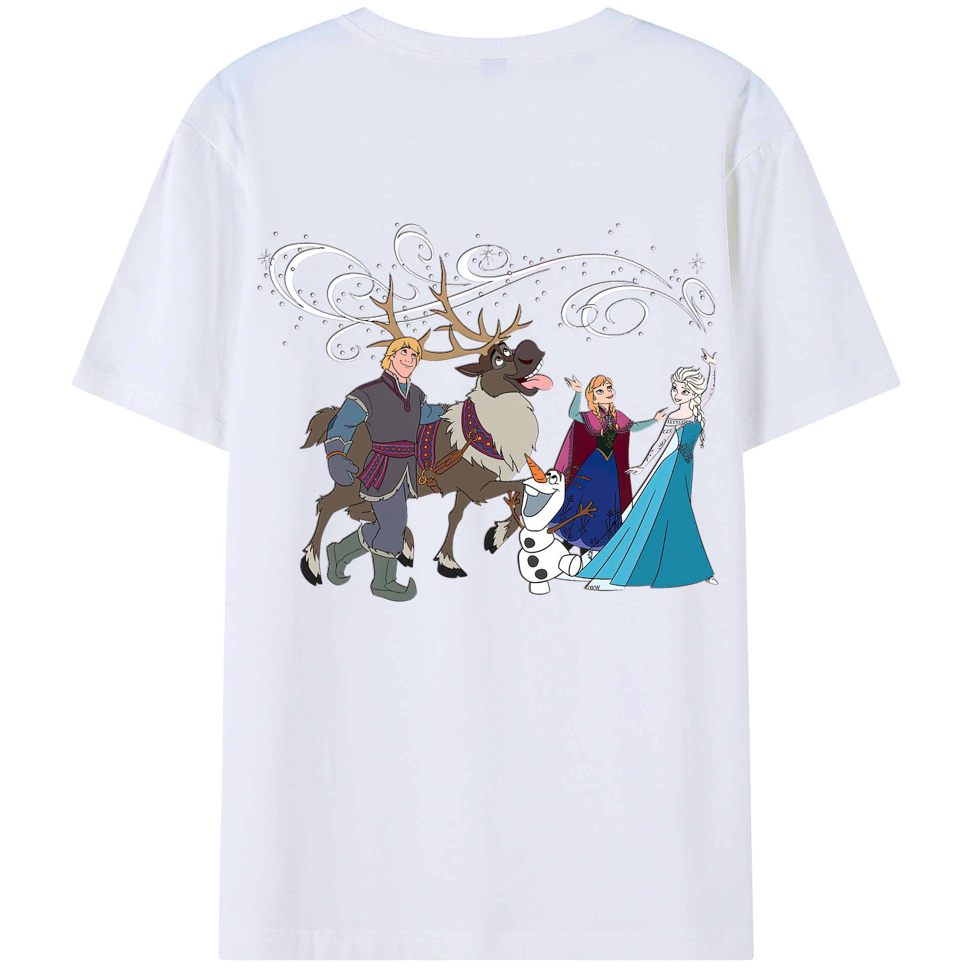 （画像用） アナと雪の女王 アンナ エルサ Frozen Anna Elsa 綿100％半袖Tシャツ（背面プリント）