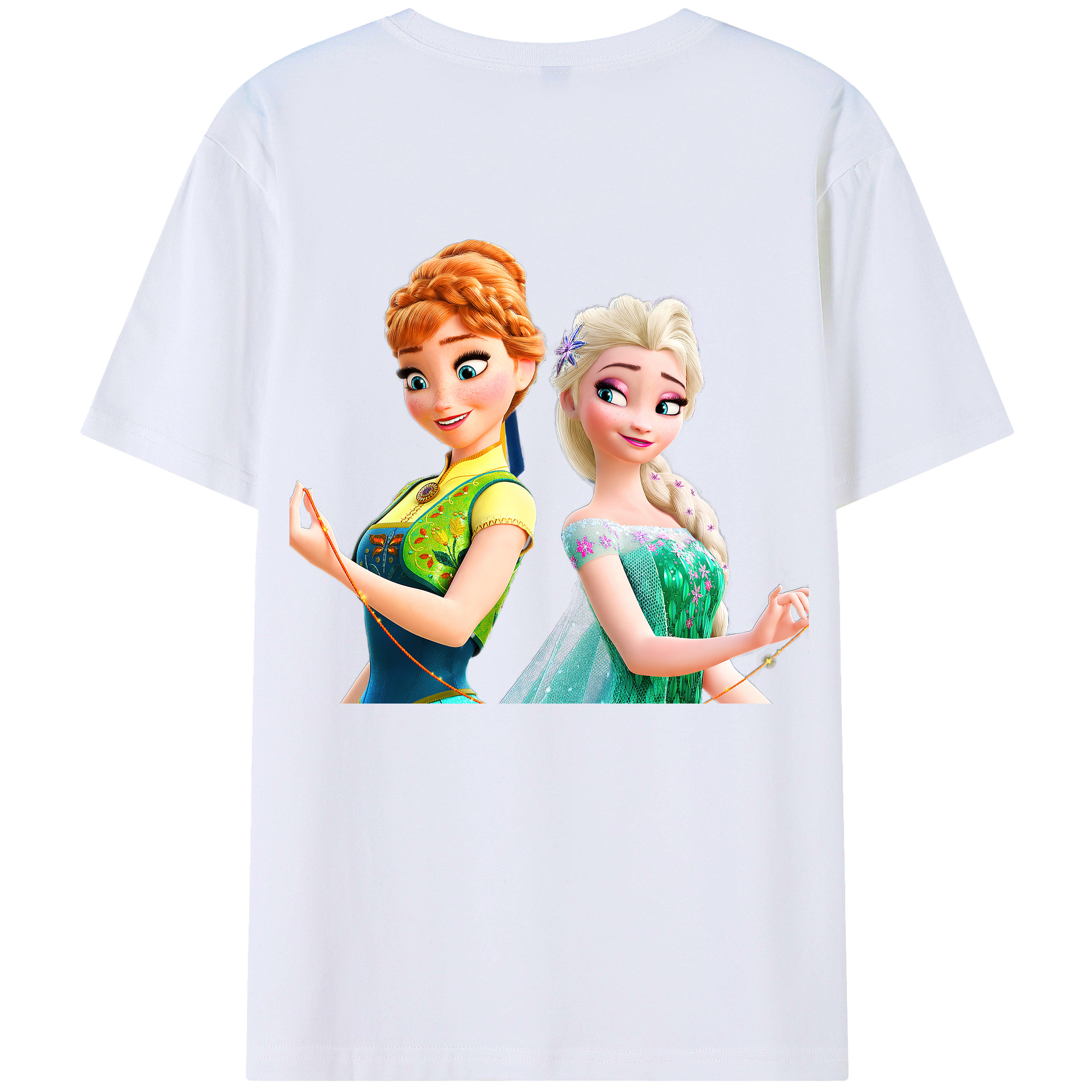 （画像用） アナと雪の女王 アンナ エルサ Frozen Anna Elsa 綿100％半袖Tシャツ（背面プリント）