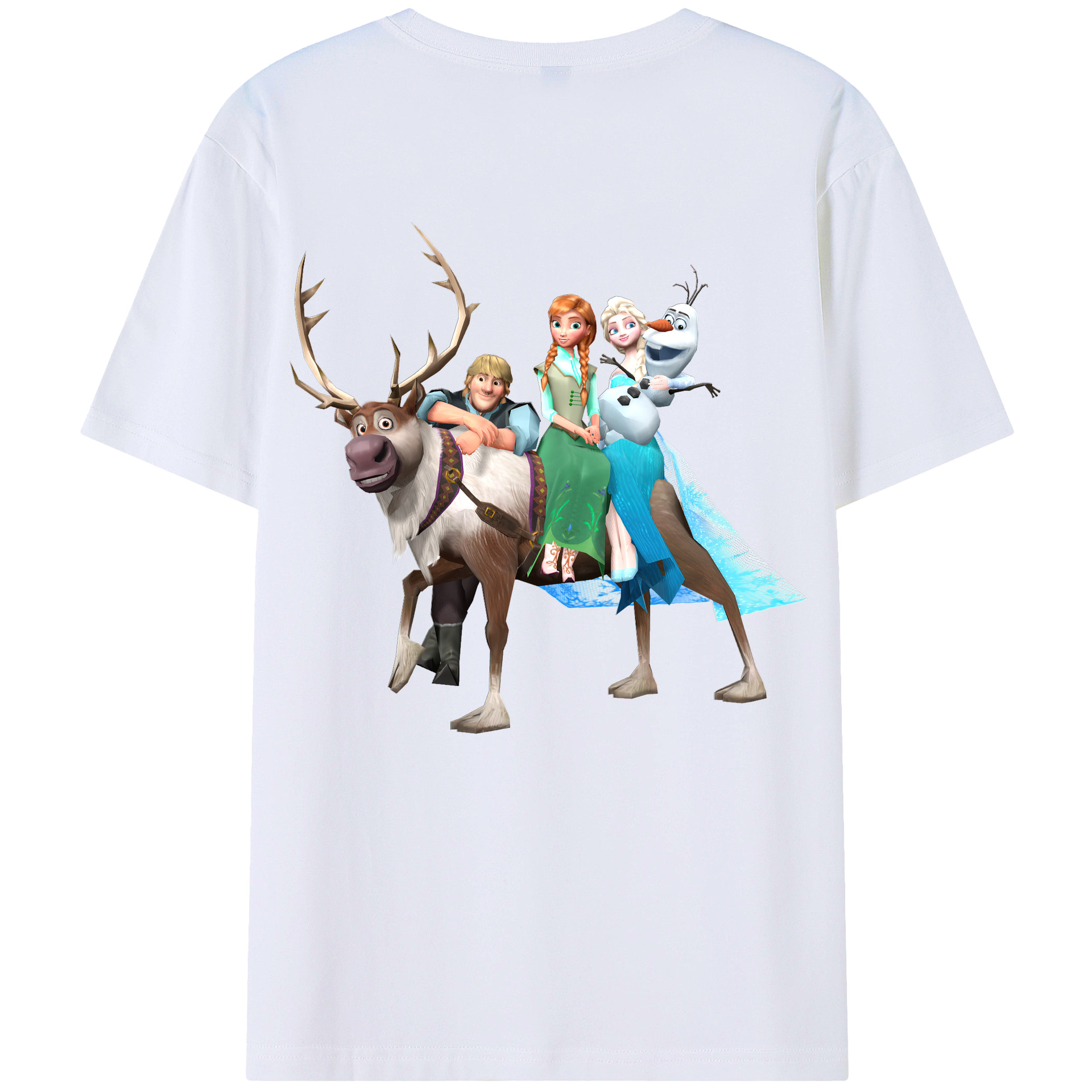 （画像用） アナと雪の女王 アンナ エルサ Frozen Anna Elsa 綿100％半袖Tシャツ（背面プリント）