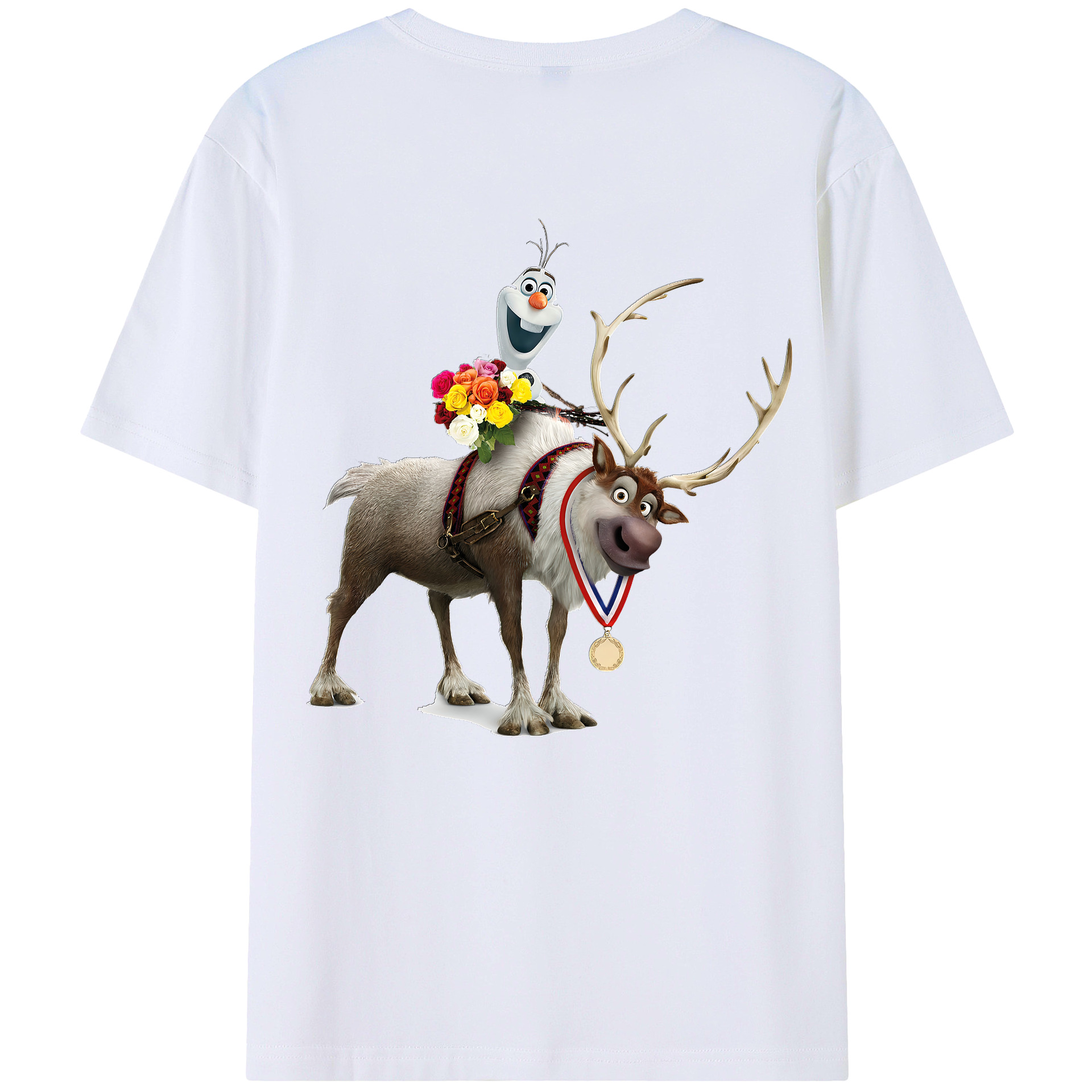 （画像用） アナと雪の女王 アンナ エルサ Frozen Anna Elsa 綿100％半袖Tシャツ（背面プリント）