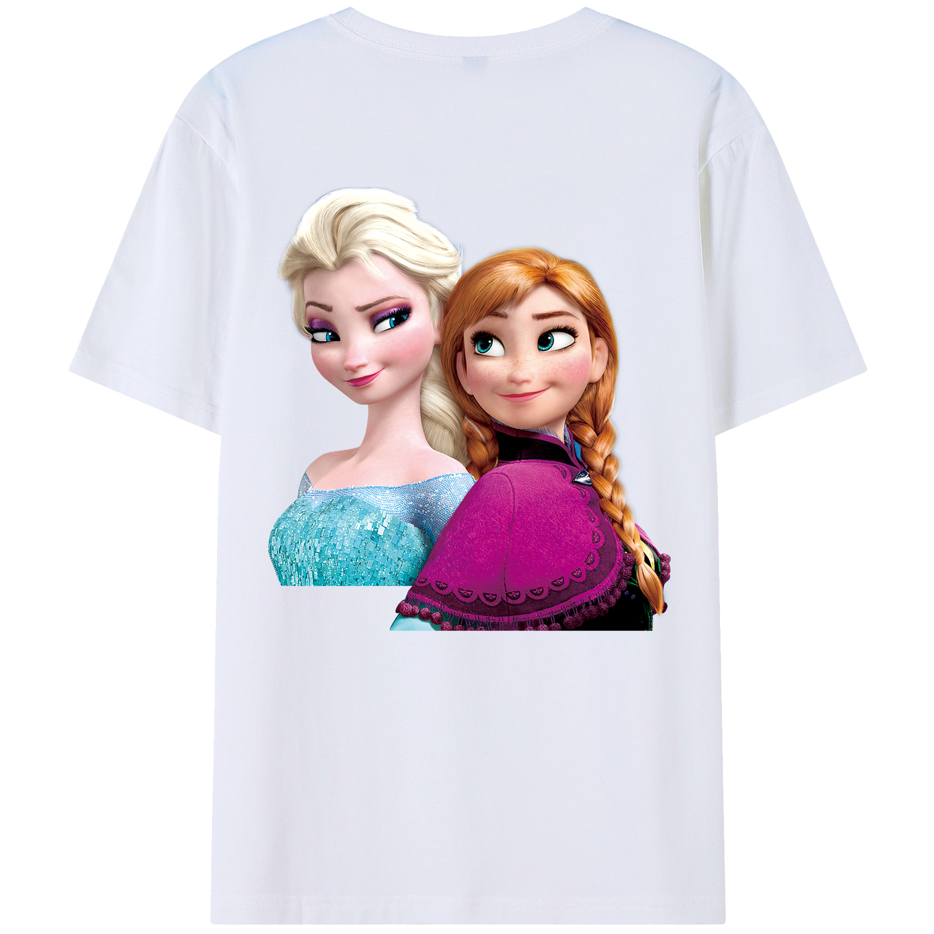 （画像用） アナと雪の女王 アンナ エルサ Frozen Anna Elsa 綿100％半袖Tシャツ（背面プリント）