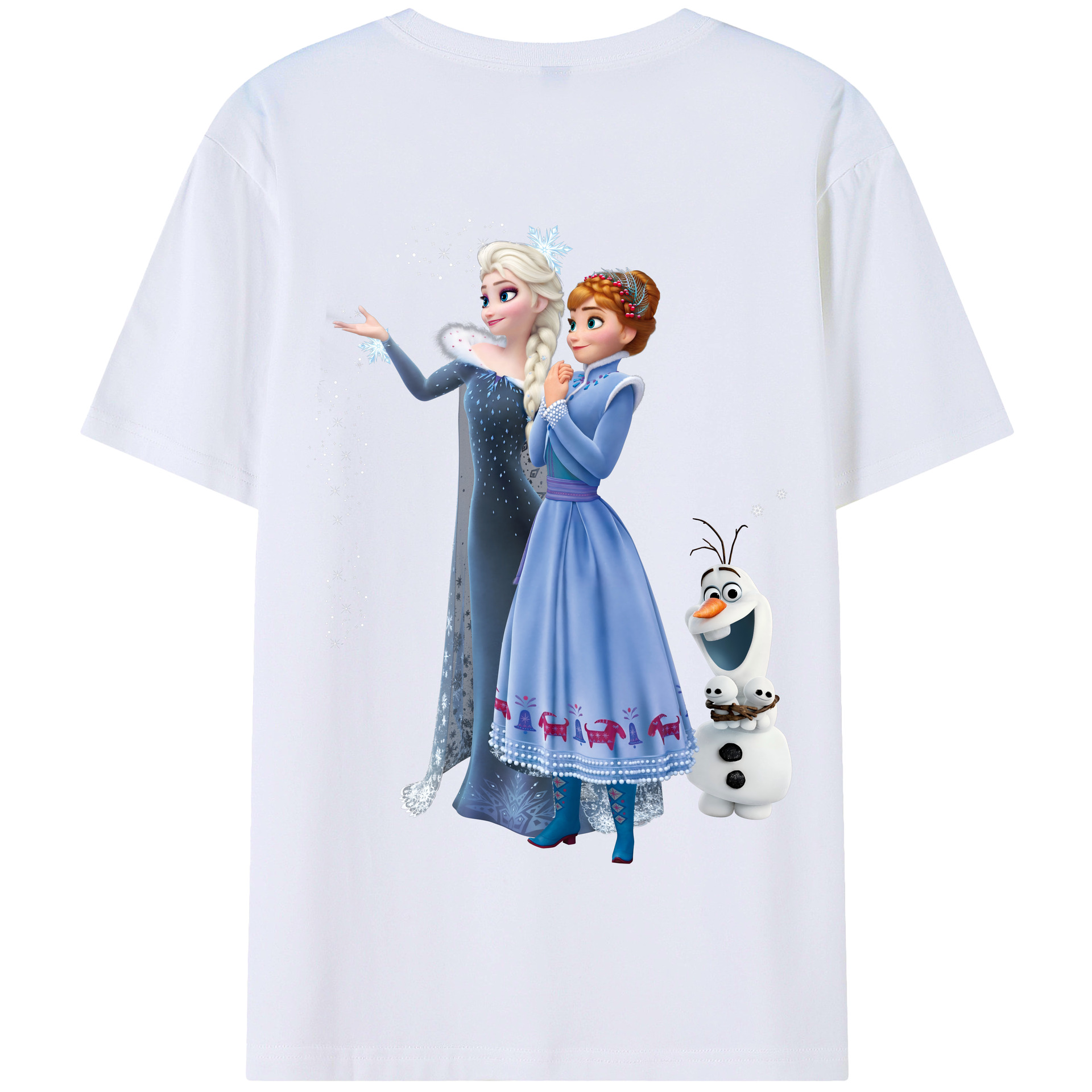 （画像用） アナと雪の女王 アンナ エルサ Frozen Anna Elsa 綿100％半袖Tシャツ（背面プリント）