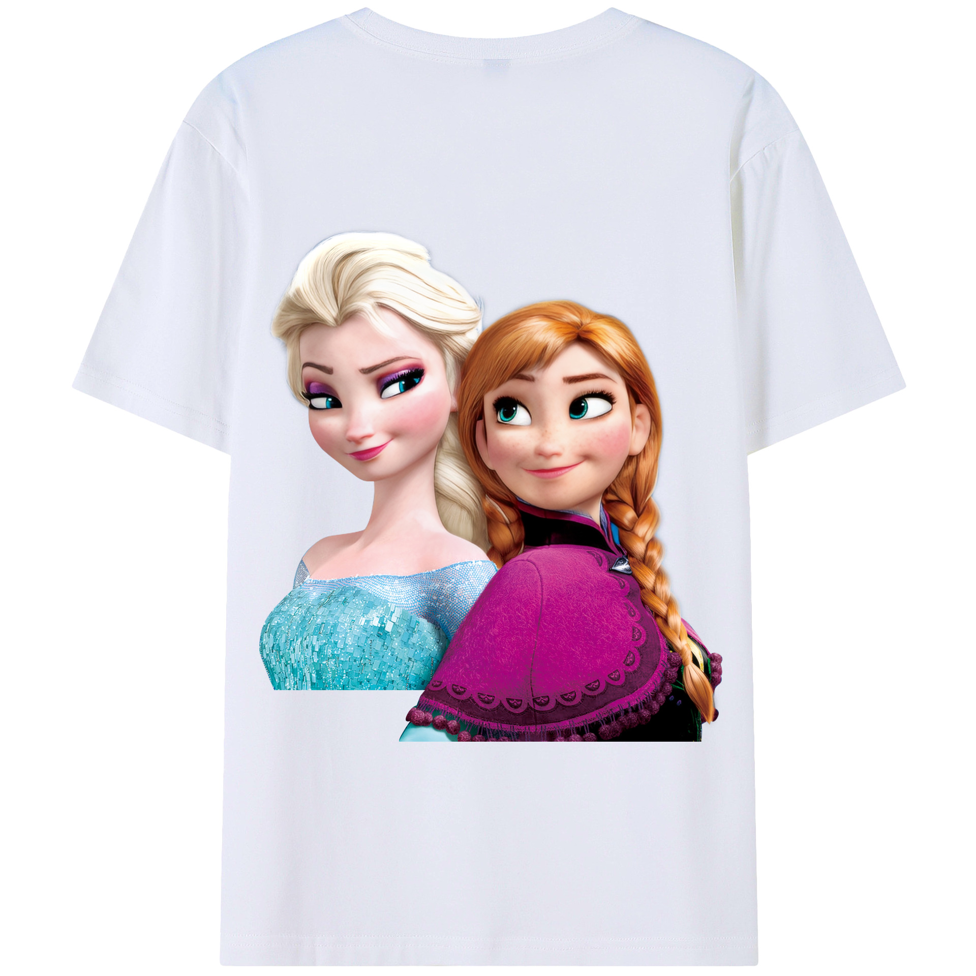 （画像用） アナと雪の女王 アンナ エルサ Frozen Anna Elsa 綿100％半袖Tシャツ（背面プリント）