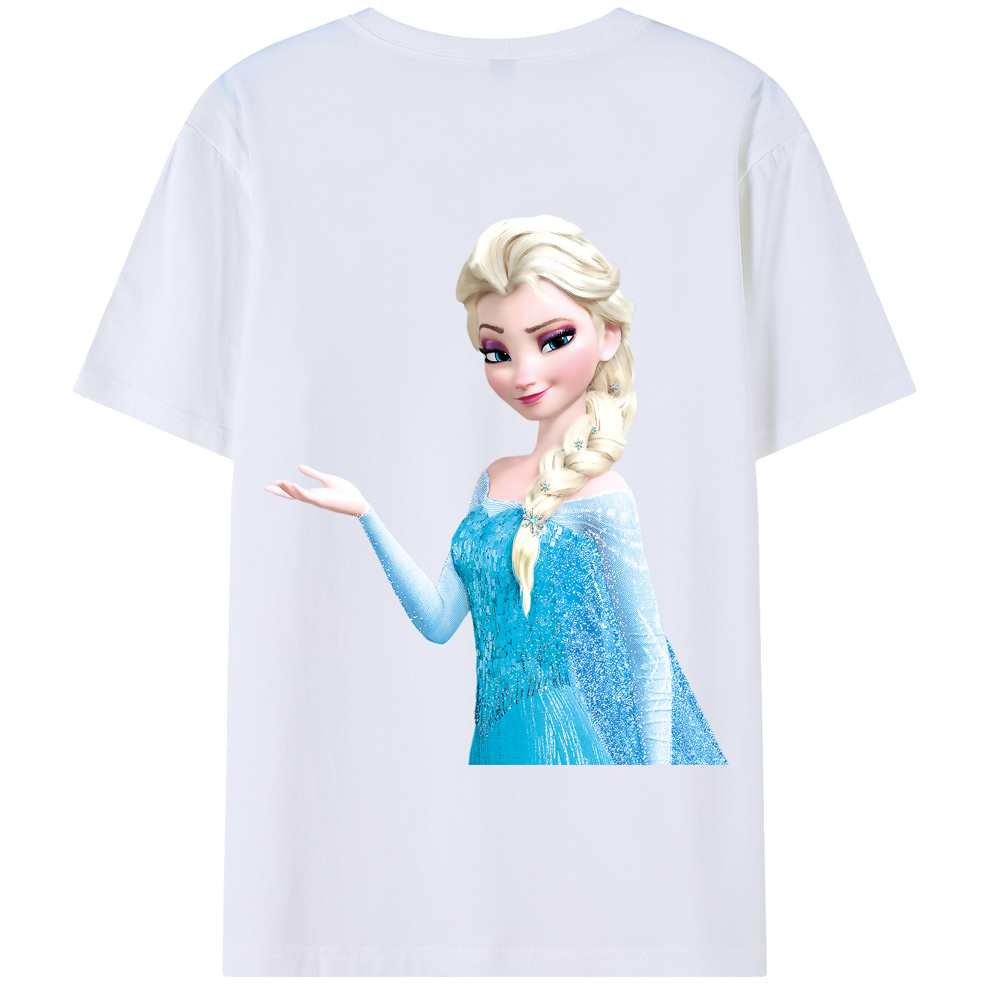 （画像用） アナと雪の女王 アンナ エルサ Frozen Anna Elsa 綿100％半袖Tシャツ（背面プリント）