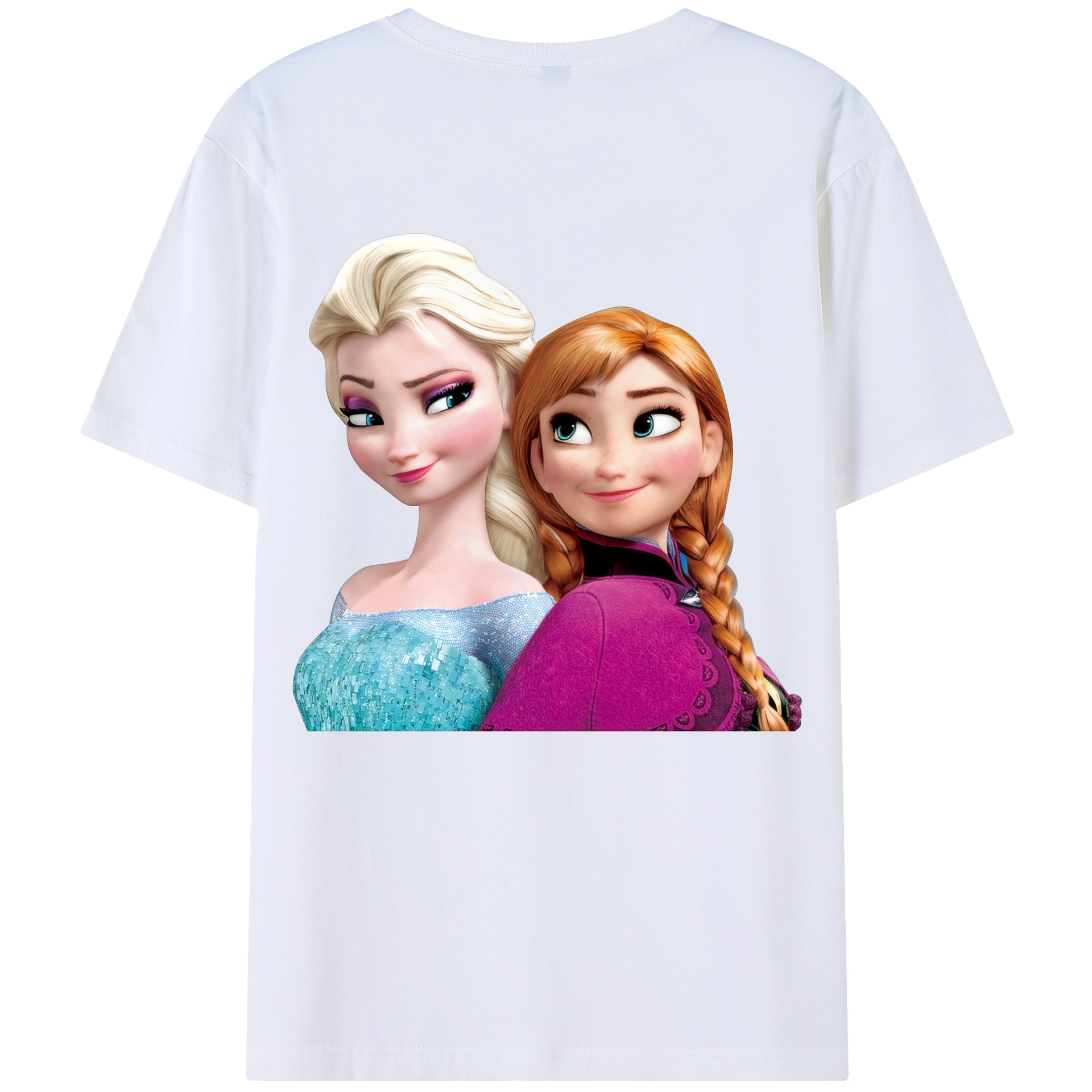 （画像用） アナと雪の女王 アンナ エルサ Frozen Anna Elsa 綿100％半袖Tシャツ（背面プリント）