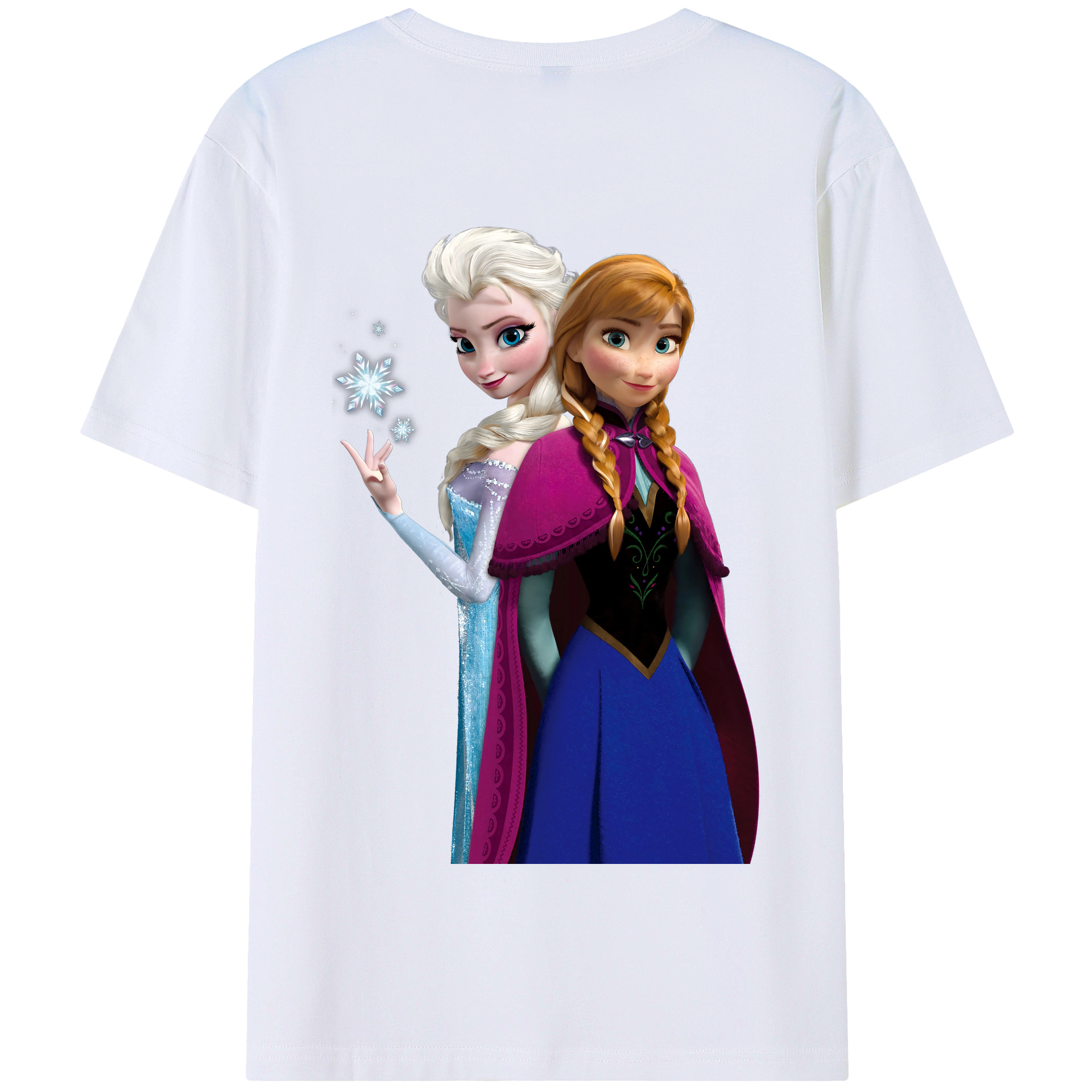 （画像用） アナと雪の女王 アンナ エルサ Frozen Anna Elsa 綿100％半袖Tシャツ（背面プリント）