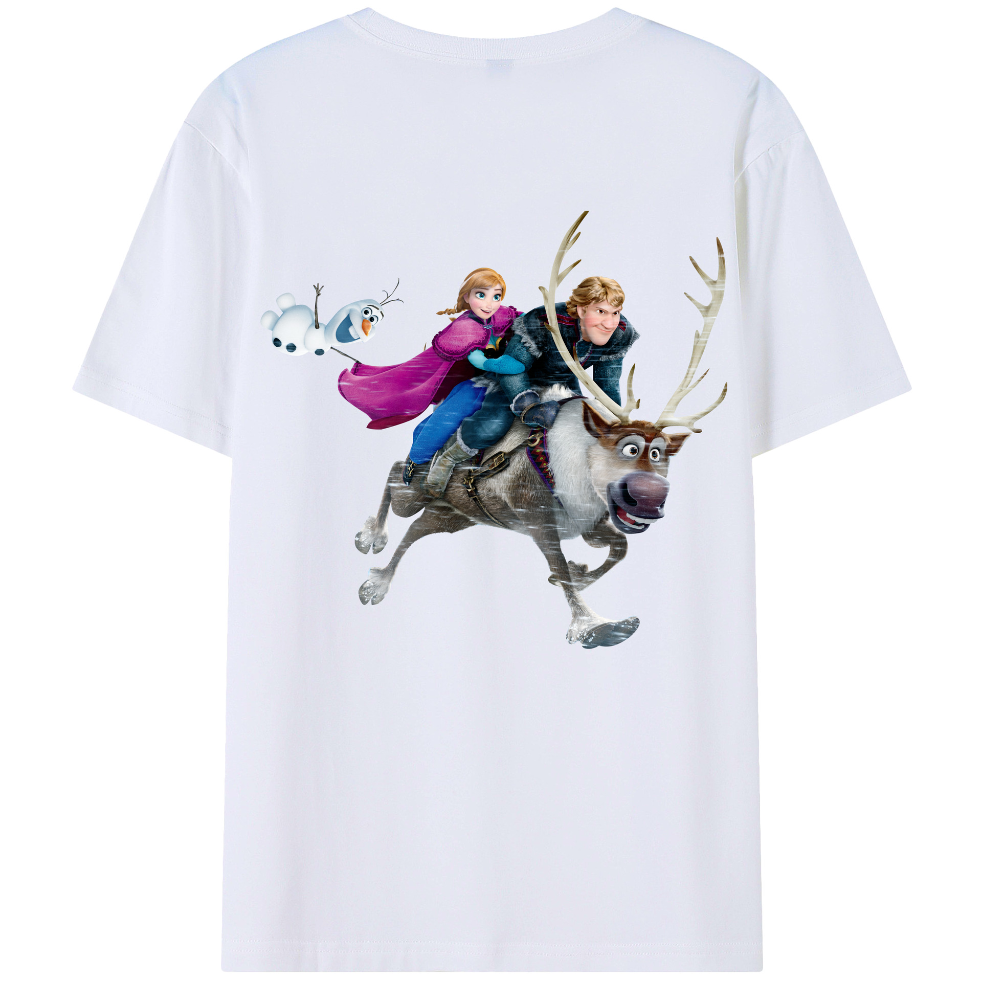 （画像用） アナと雪の女王 アンナ エルサ Frozen Anna Elsa 綿100％半袖Tシャツ（背面プリント）