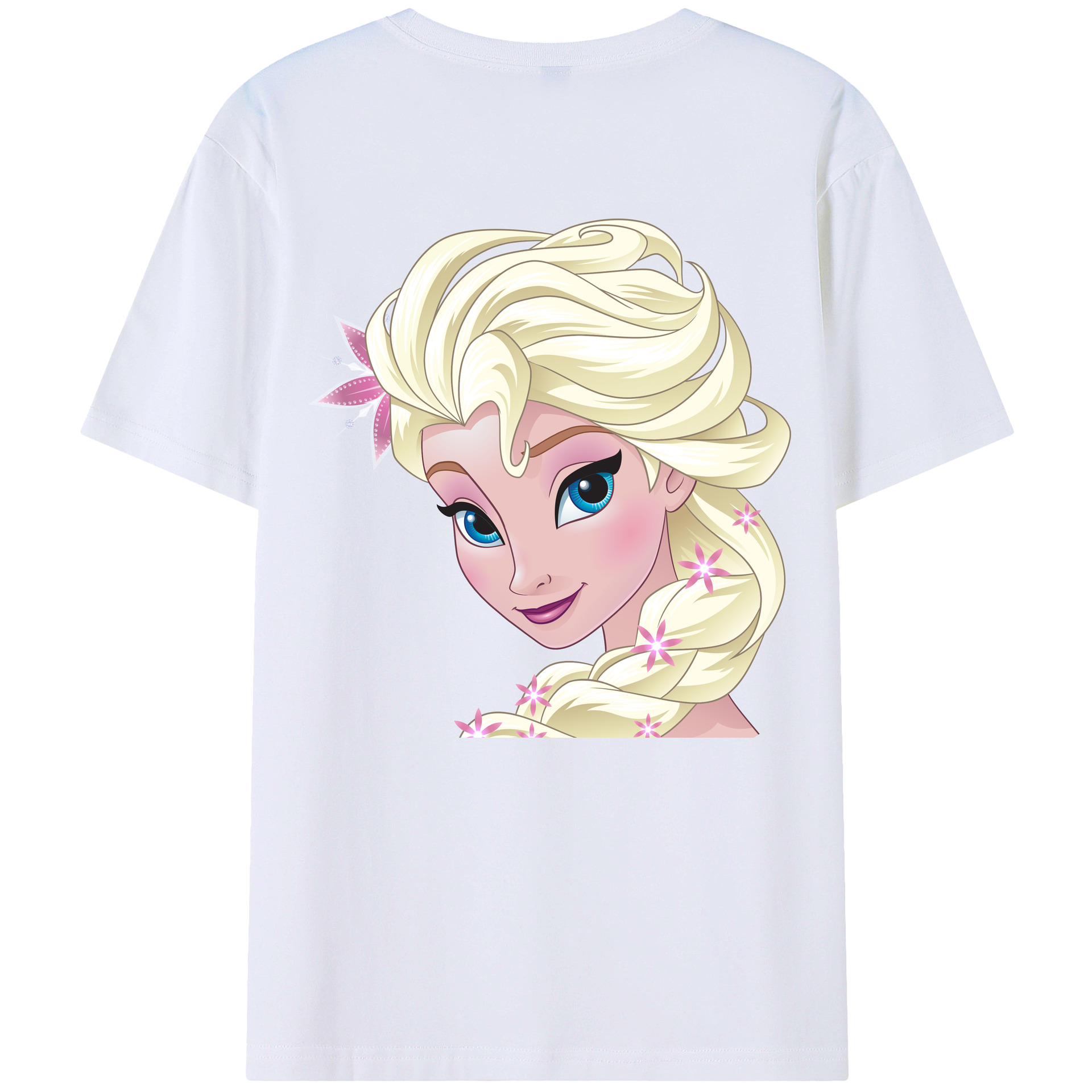 （画像用） アナと雪の女王 アンナ エルサ Frozen Anna Elsa 綿100％半袖Tシャツ（背面プリント）