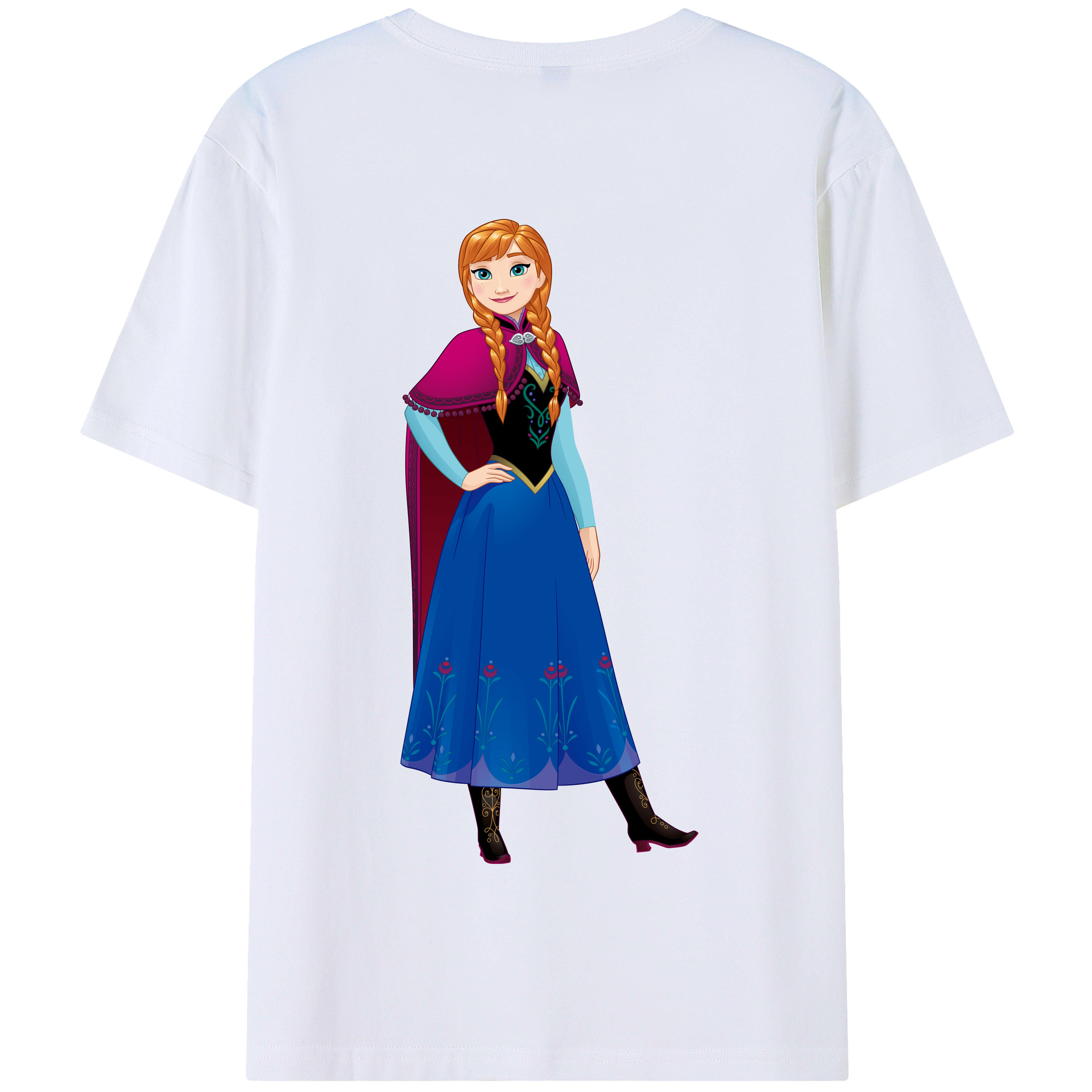 （画像用） アナと雪の女王 アンナ エルサ Frozen Anna Elsa 綿100％半袖Tシャツ（背面プリント）