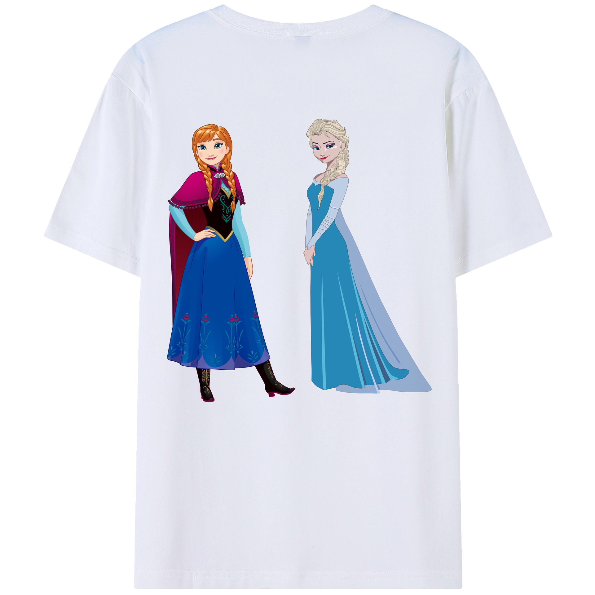 （画像用） アナと雪の女王 アンナ エルサ Frozen Anna Elsa 綿100％半袖Tシャツ（背面プリント）