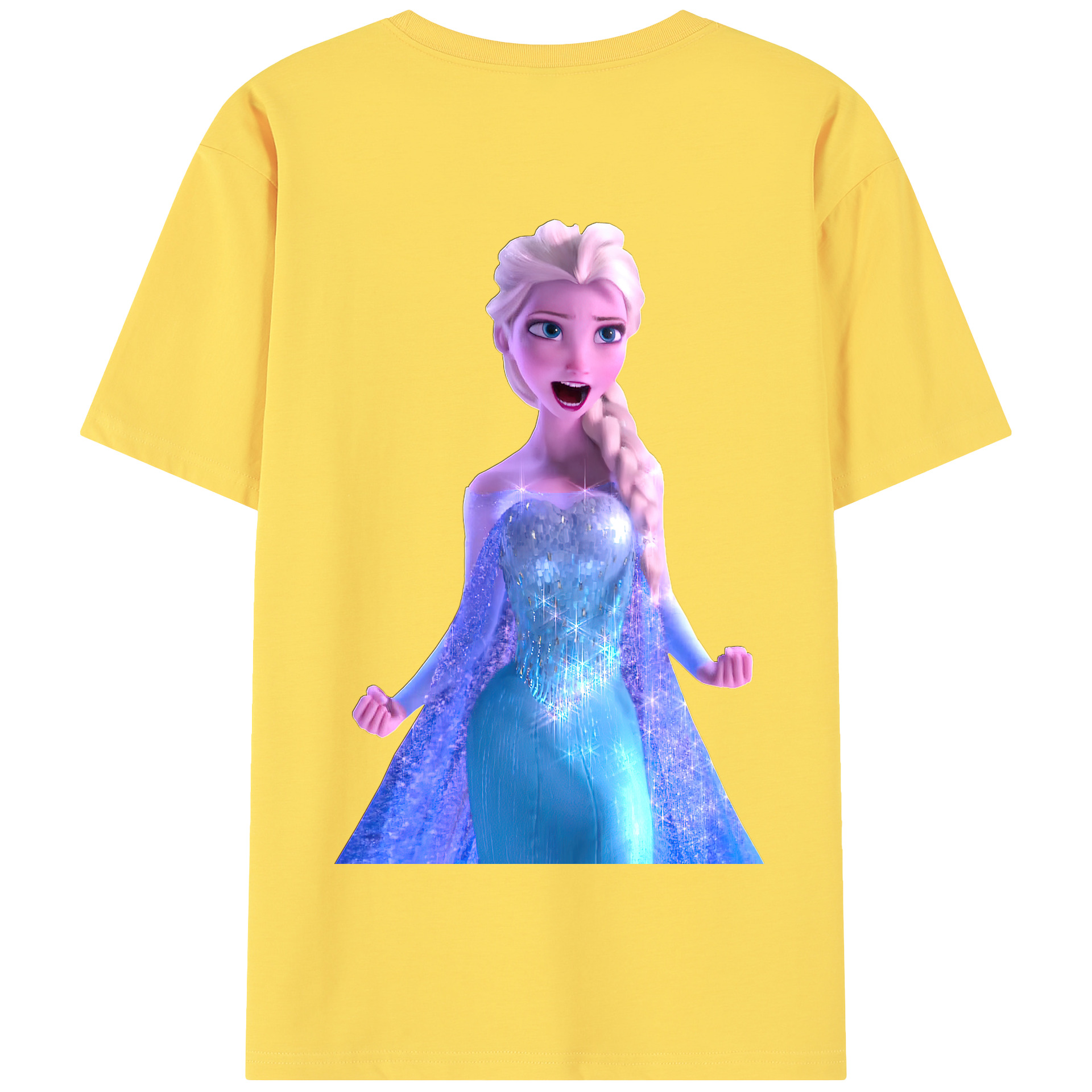 （画像用） アナと雪の女王 アンナ エルサ Frozen Anna Elsa 綿100％半袖Tシャツ（背面プリント）