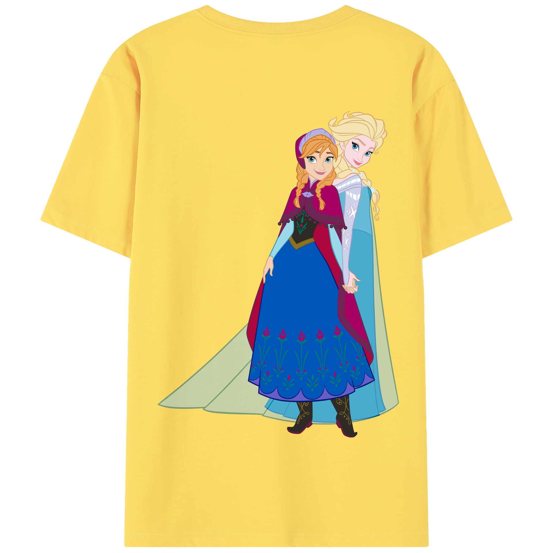 （画像用） アナと雪の女王 アンナ エルサ Frozen Anna Elsa 綿100％半袖Tシャツ（背面プリント）