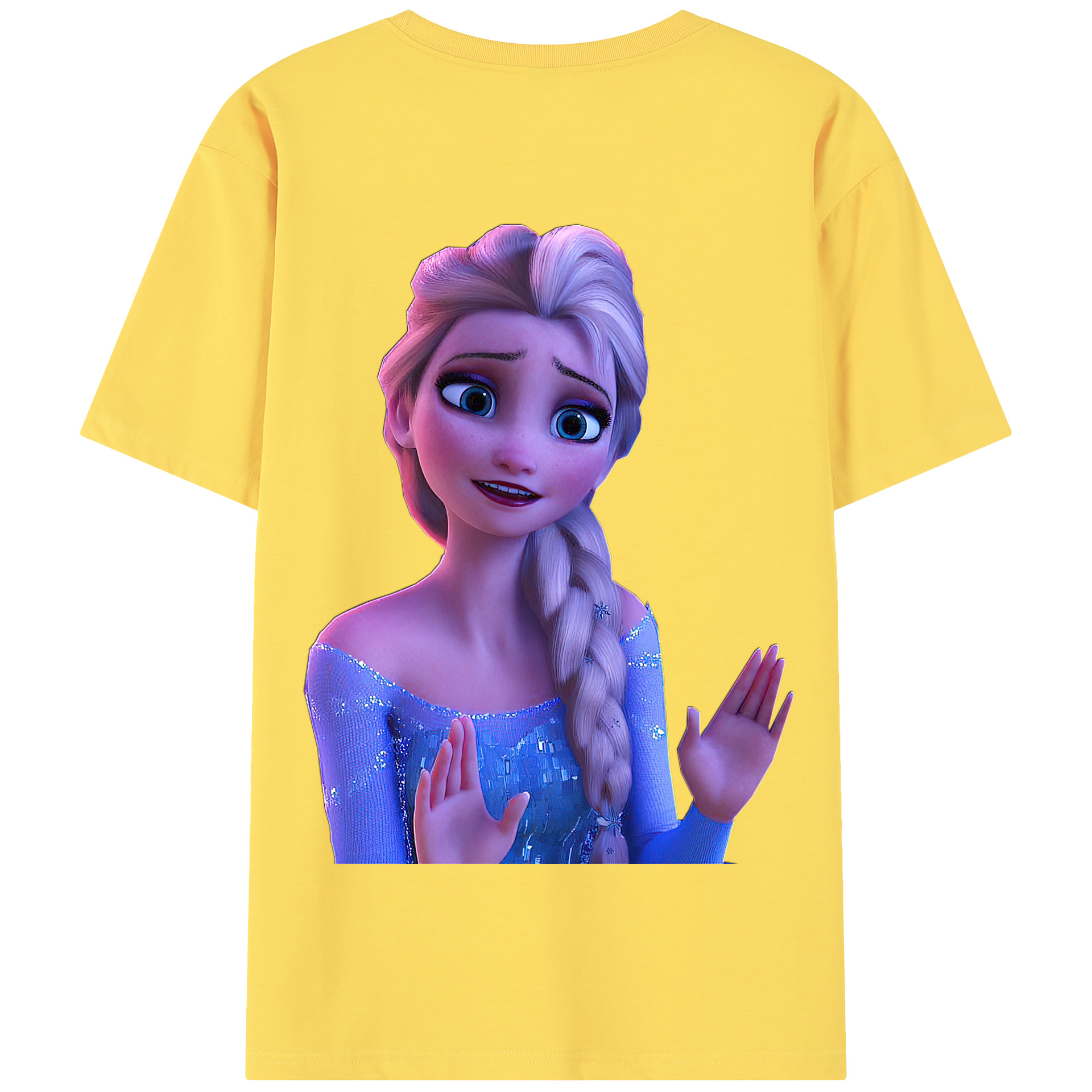 （画像用） アナと雪の女王 アンナ エルサ Frozen Anna Elsa 綿100％半袖Tシャツ（背面プリント）