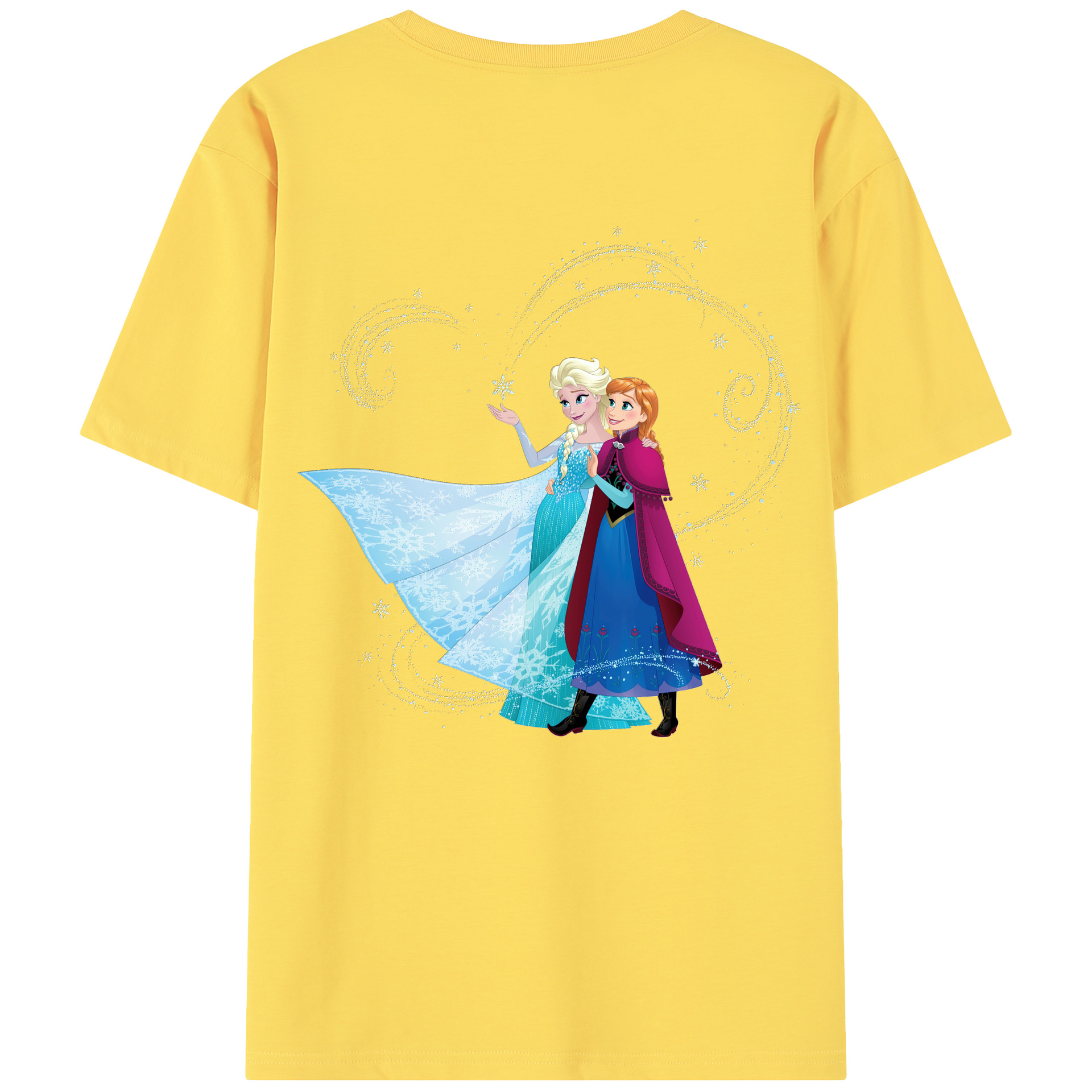 （画像用） アナと雪の女王 アンナ エルサ Frozen Anna Elsa 綿100％半袖Tシャツ（背面プリント）
