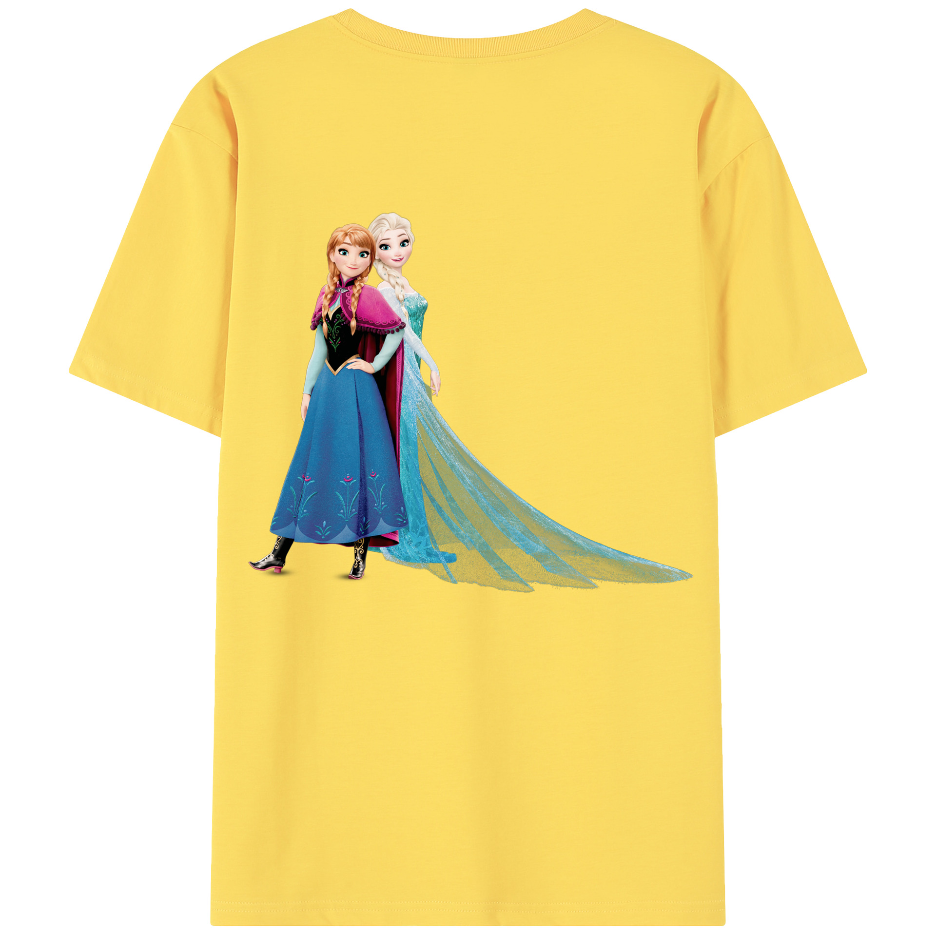 （画像用） アナと雪の女王 アンナ エルサ Frozen Anna Elsa 綿100％半袖Tシャツ（背面プリント）
