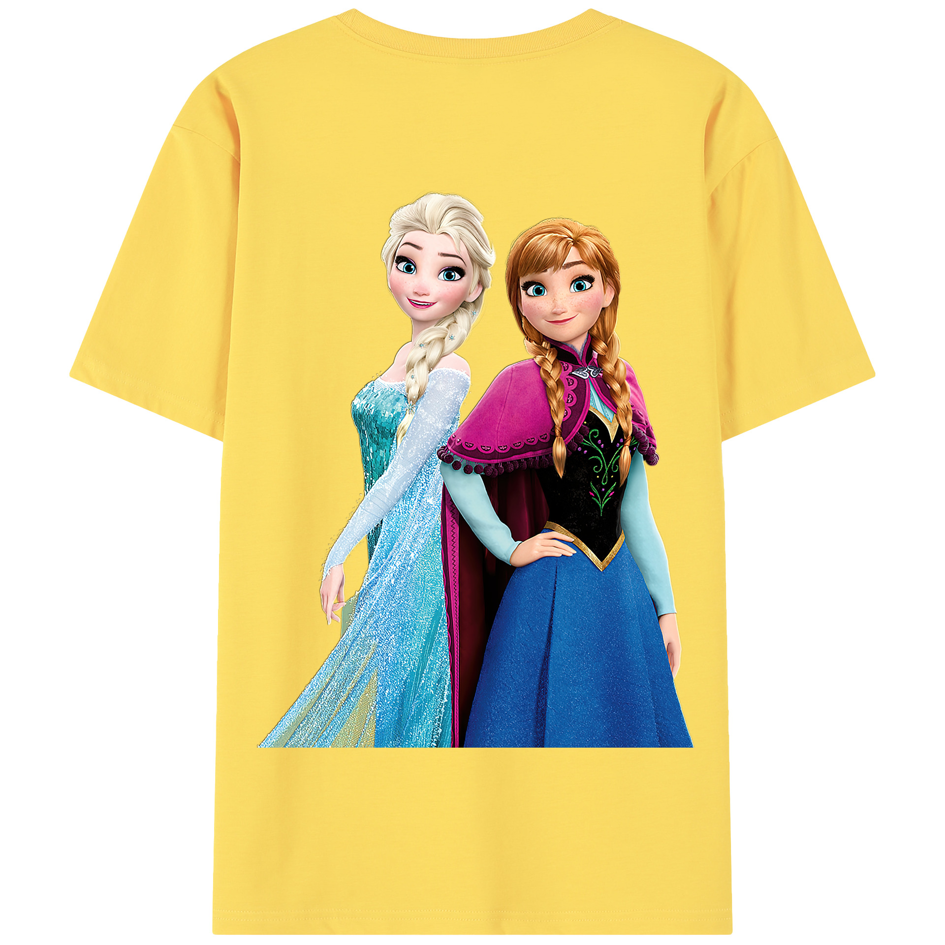 （画像用） アナと雪の女王 アンナ エルサ Frozen Anna Elsa 綿100％半袖Tシャツ（背面プリント）