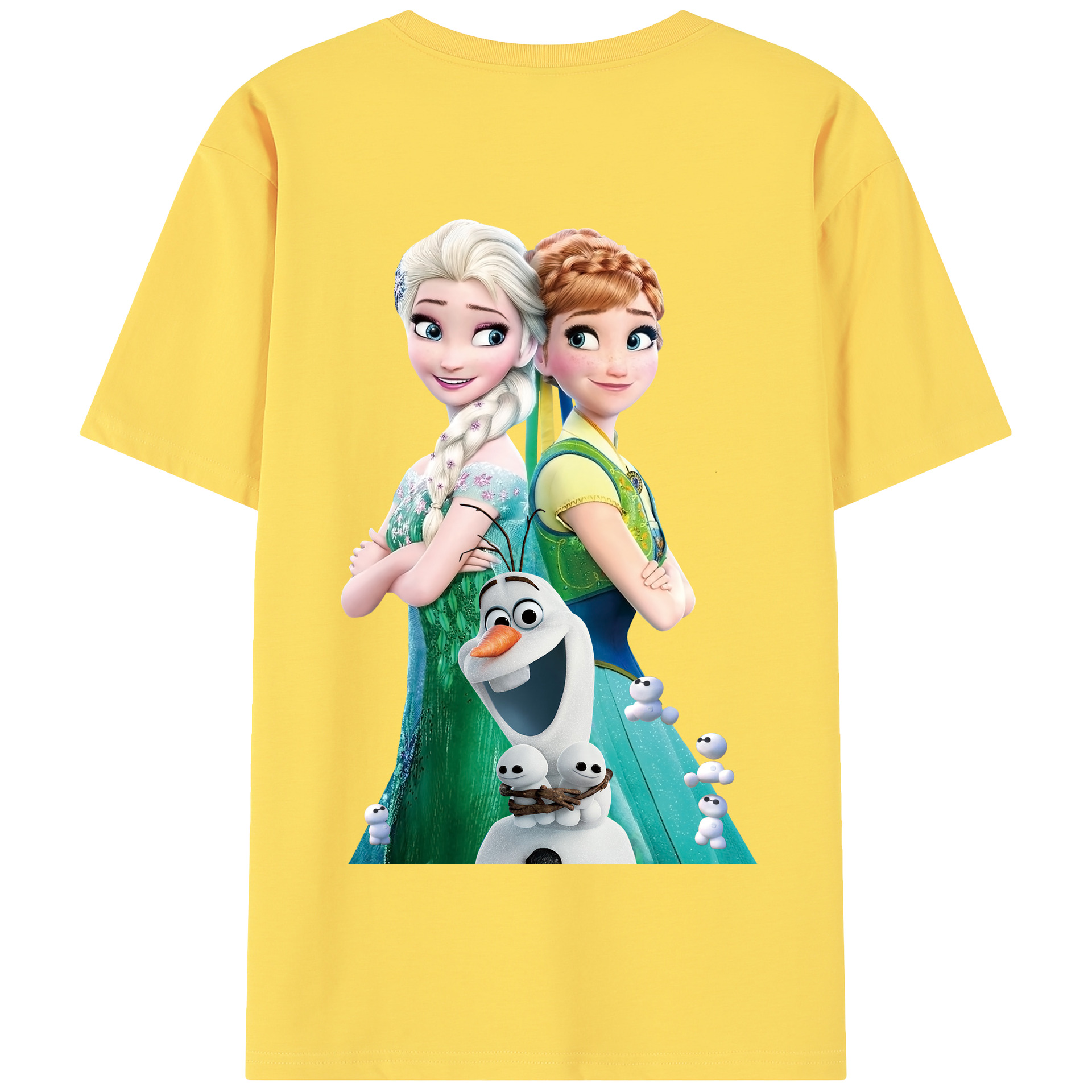 （画像用） アナと雪の女王 アンナ エルサ Frozen Anna Elsa 綿100％半袖Tシャツ（背面プリント）